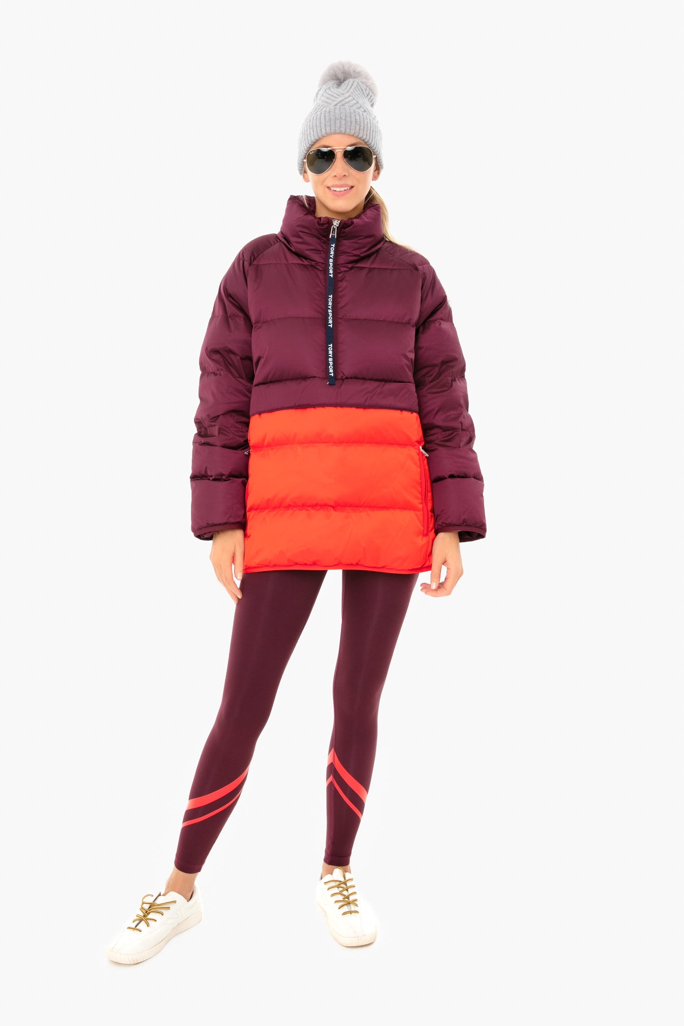 Wine and Red Weightless Chevron Leggings-Beilave