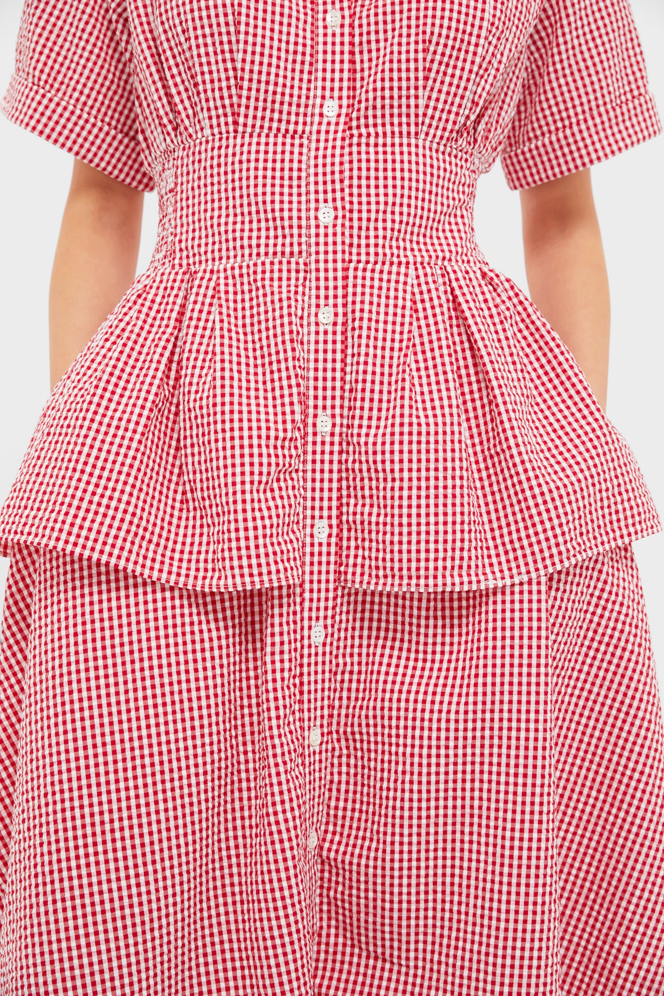 Red Gingham Boogie Woogie Bugle Boy Dress-Beilave