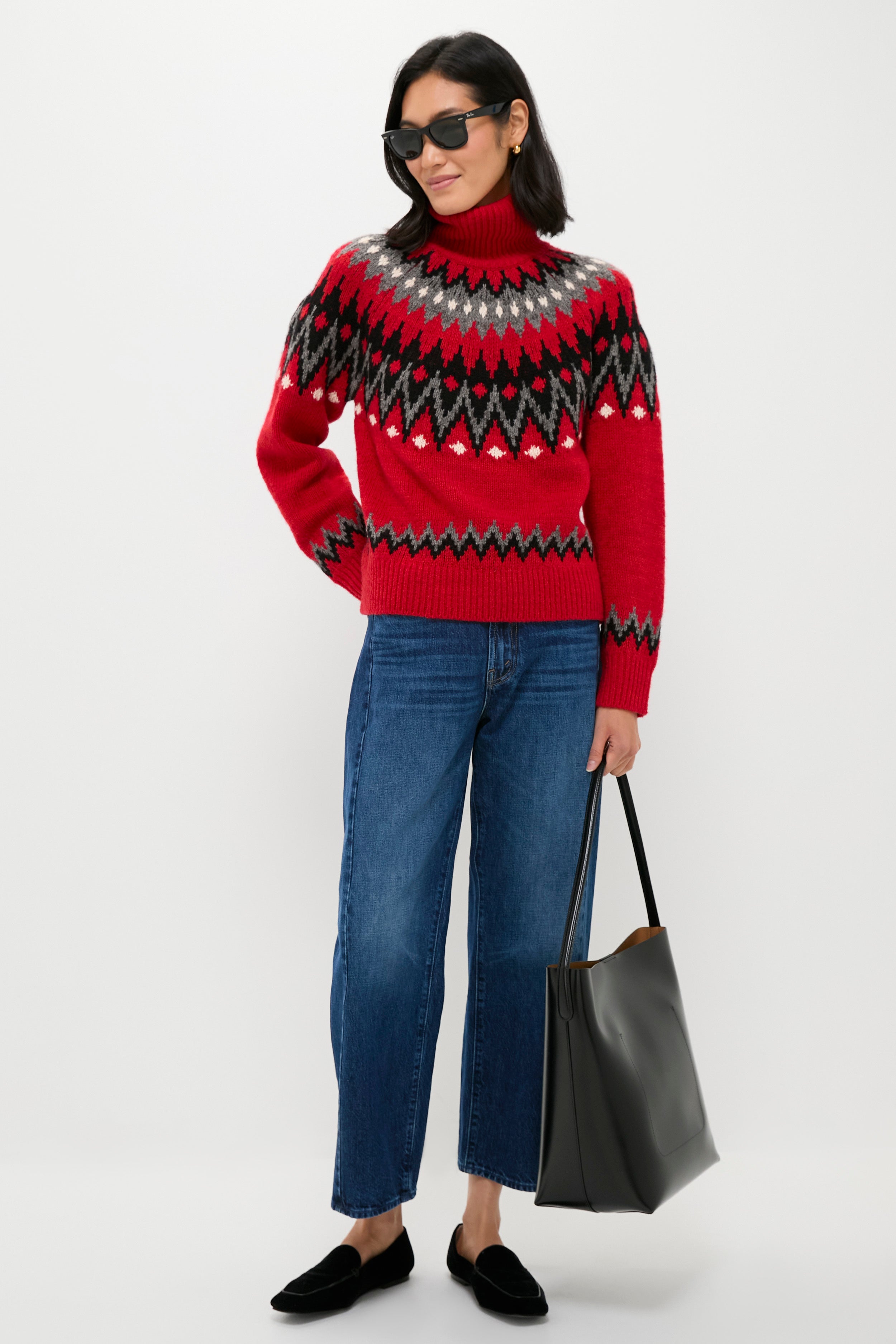 Fireside Red Fairisle Multi Turtleneck Sweater-Beilave
