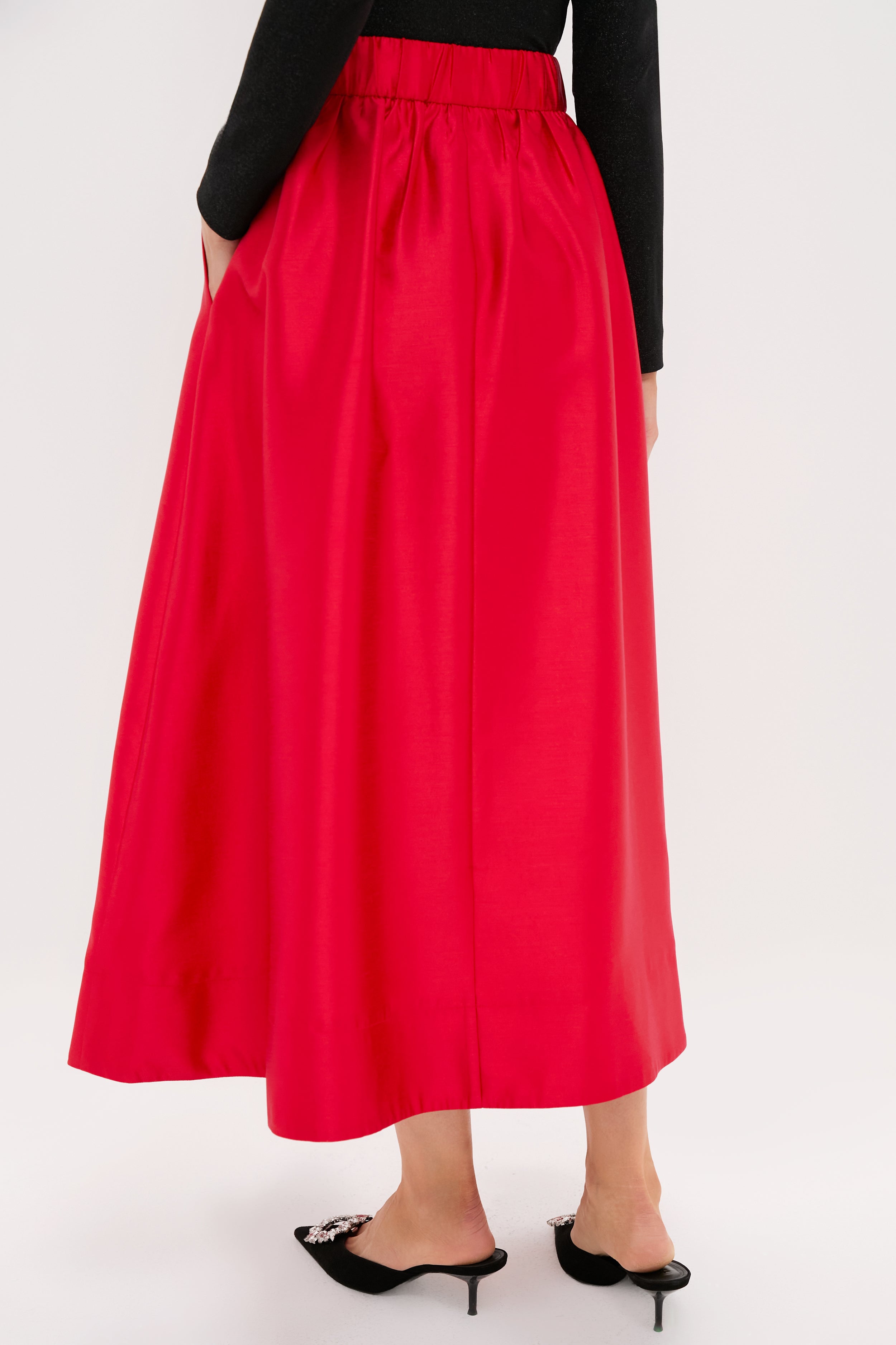 Red Dupioni Kendall Skirt-Beilave