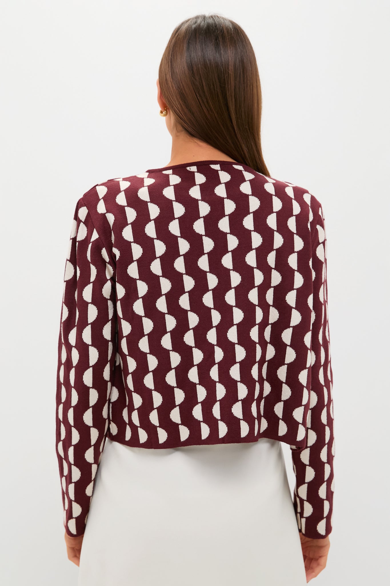 Wine and Off White Copa Knit Jacket-Beilave