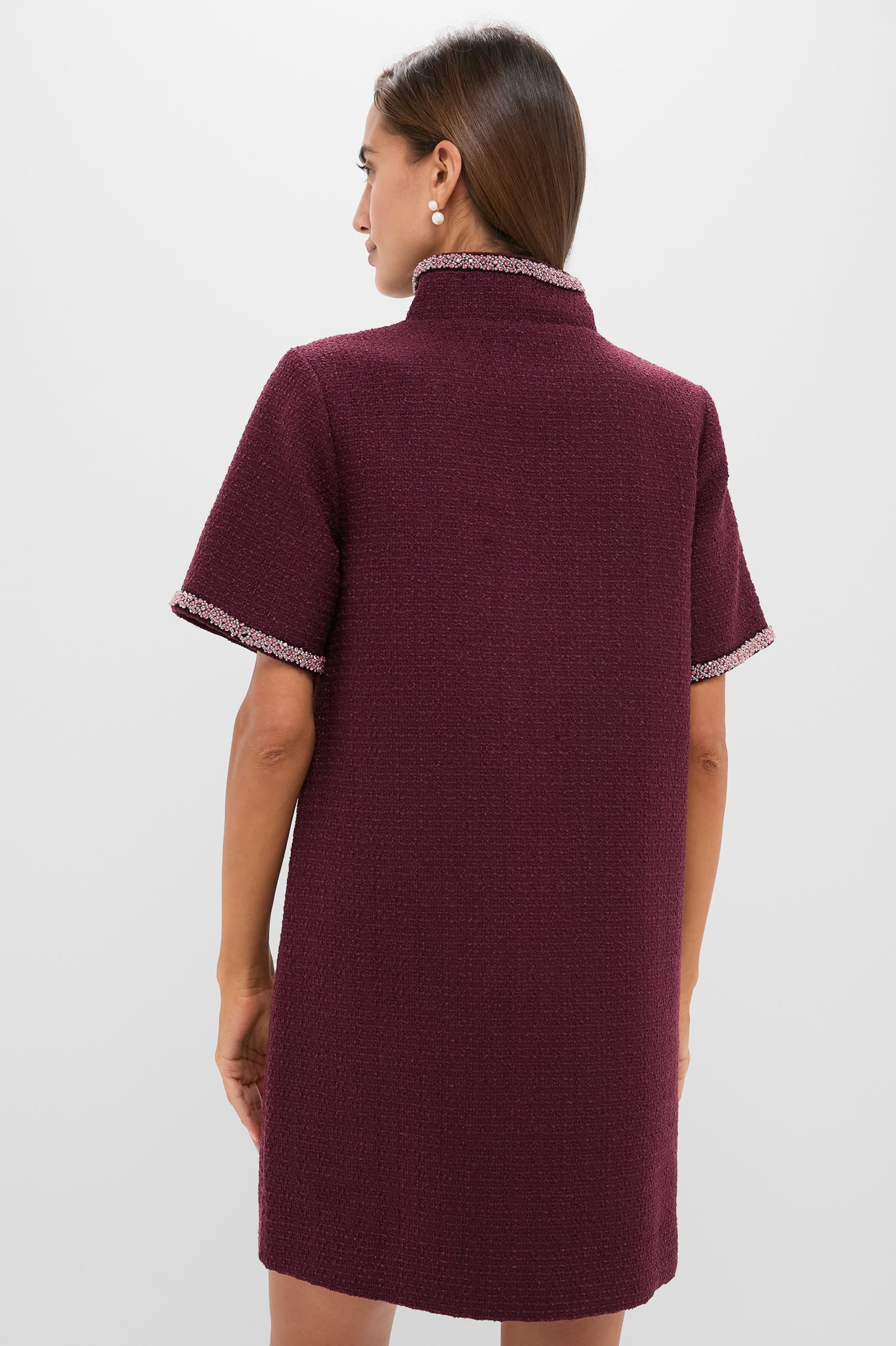 Winetasting Tweed Embellished Ophelia Dress-Beilave