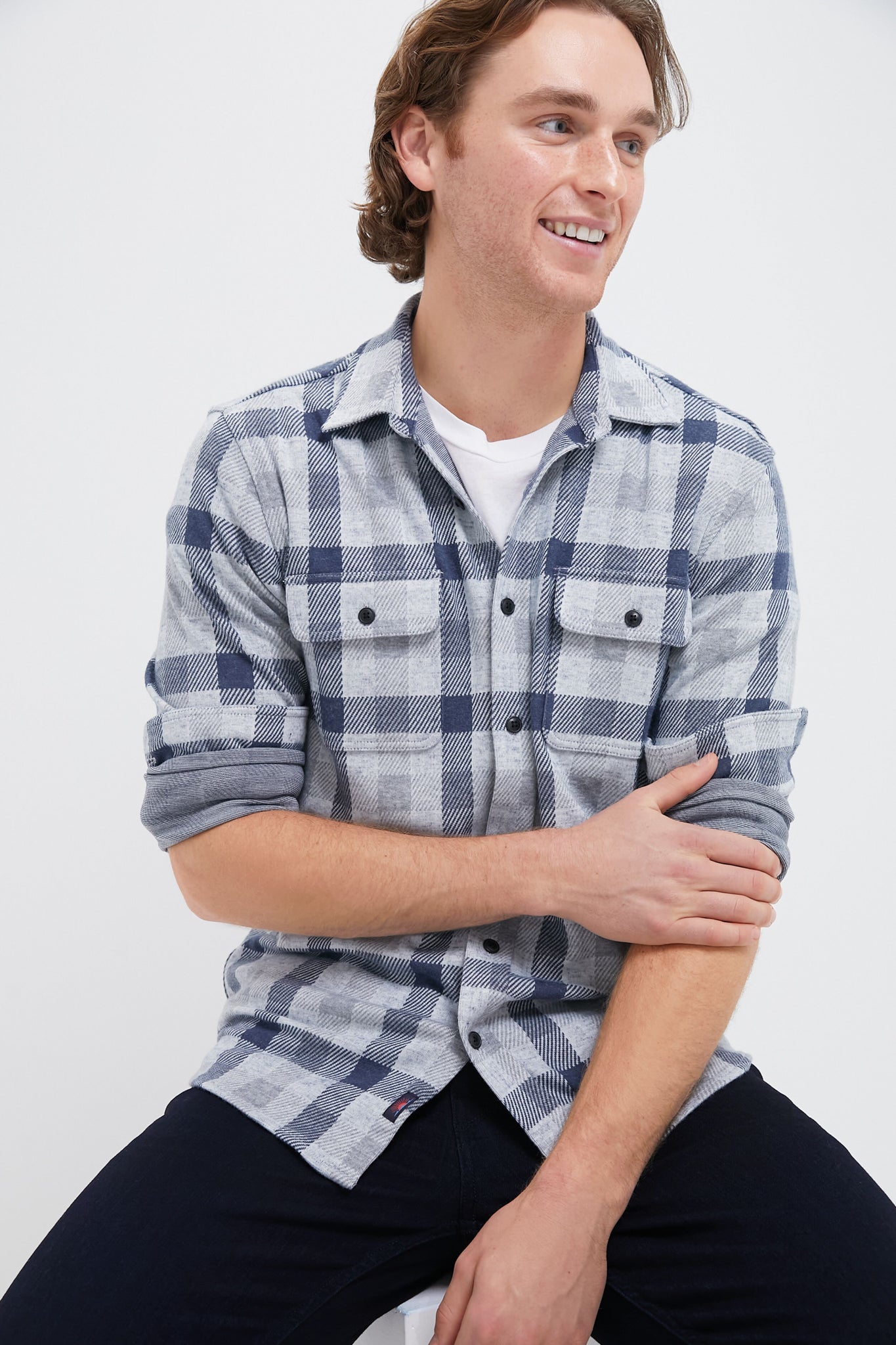 Snowy Night Check Legend Sweater Shirt-Beilave