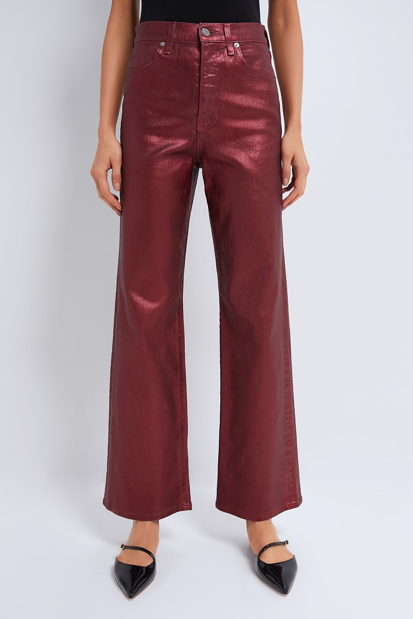 Burgundy Metallic Crosbie Wide Leg-Beilave
