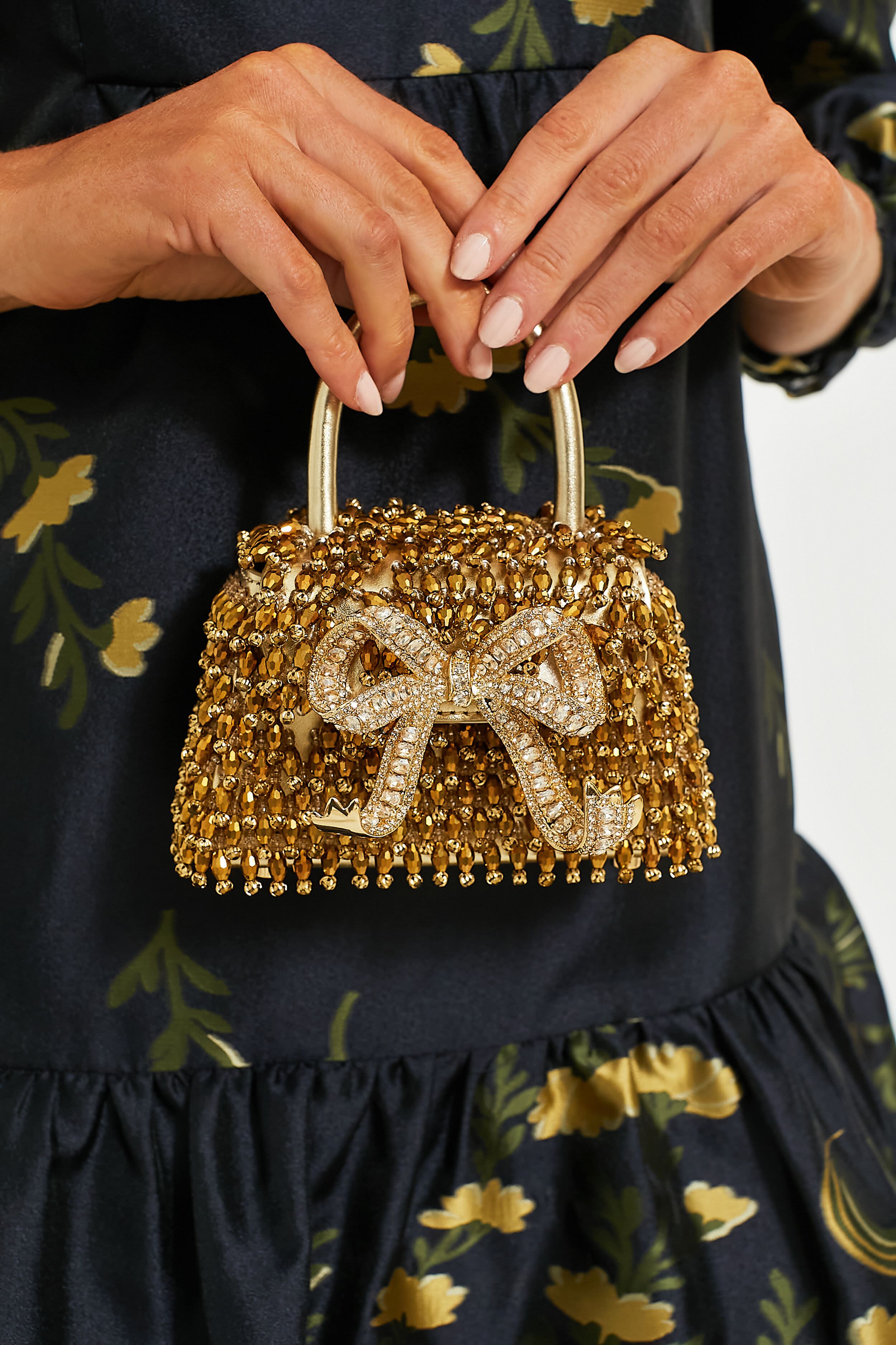 Gold Crystal Embroidery Micro Bag-Beilave