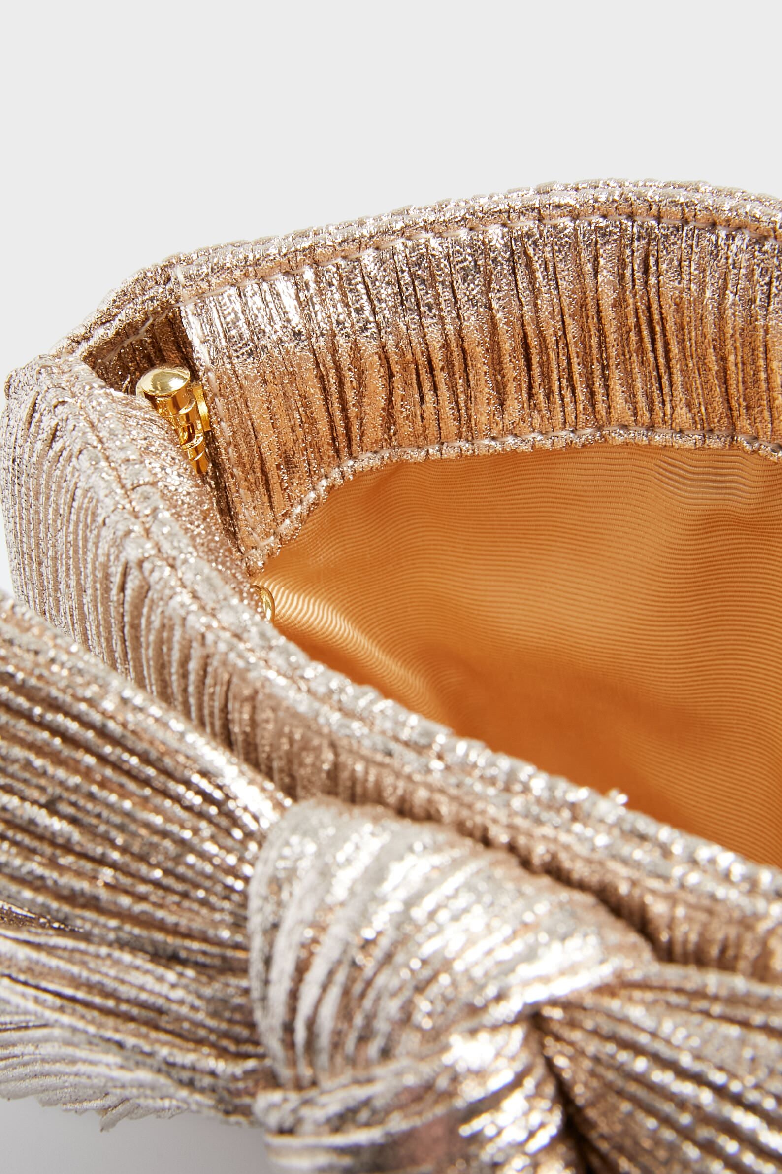 Champagne Shimmer Rayne Pleated Frame Clutch-Beilave