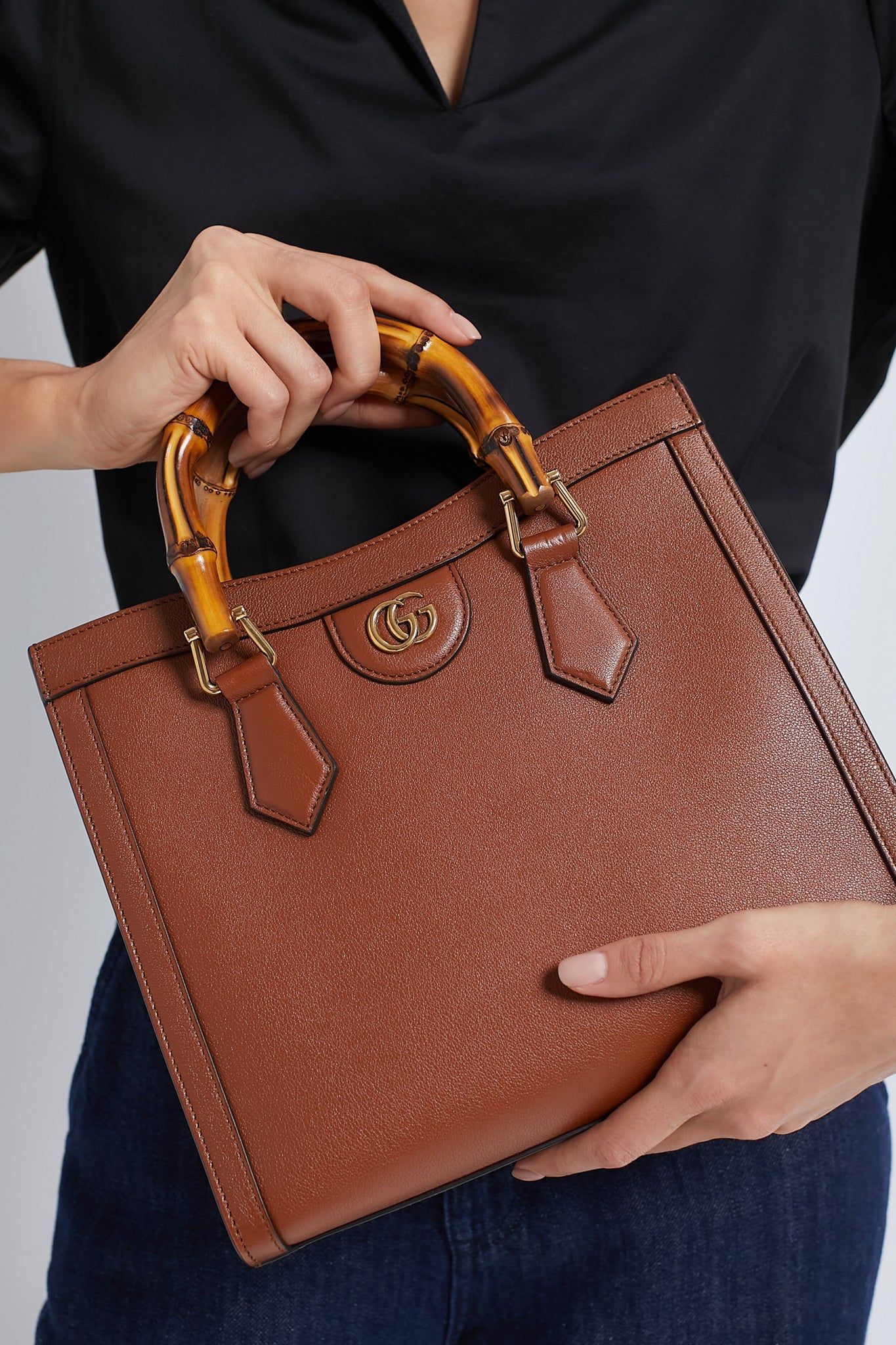 GUCCI Brown Bamboo Diana 2 Way Handbag-Beilave