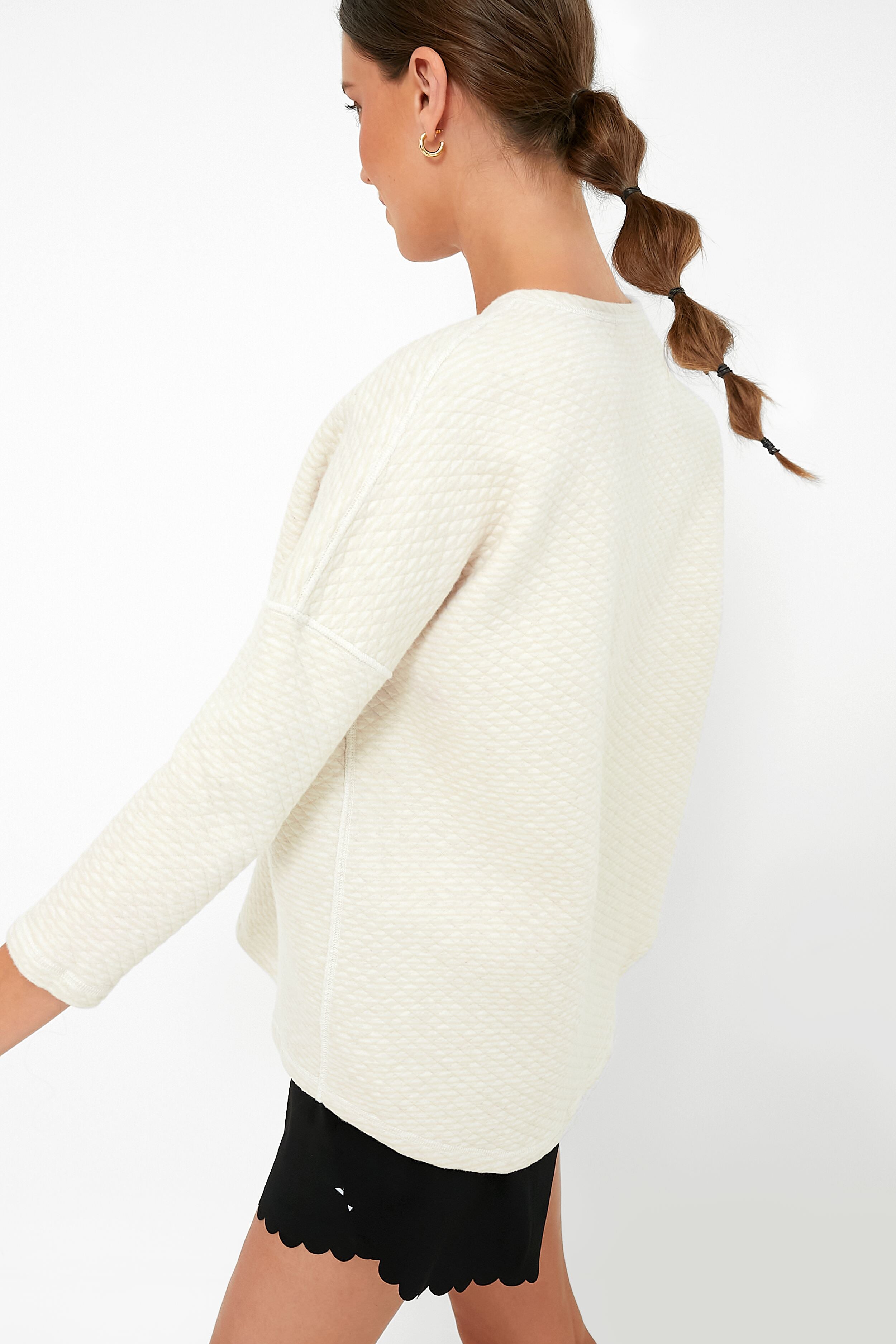 Reversible Heathered Ivory Ally Swing Sweatshirt-Beilave