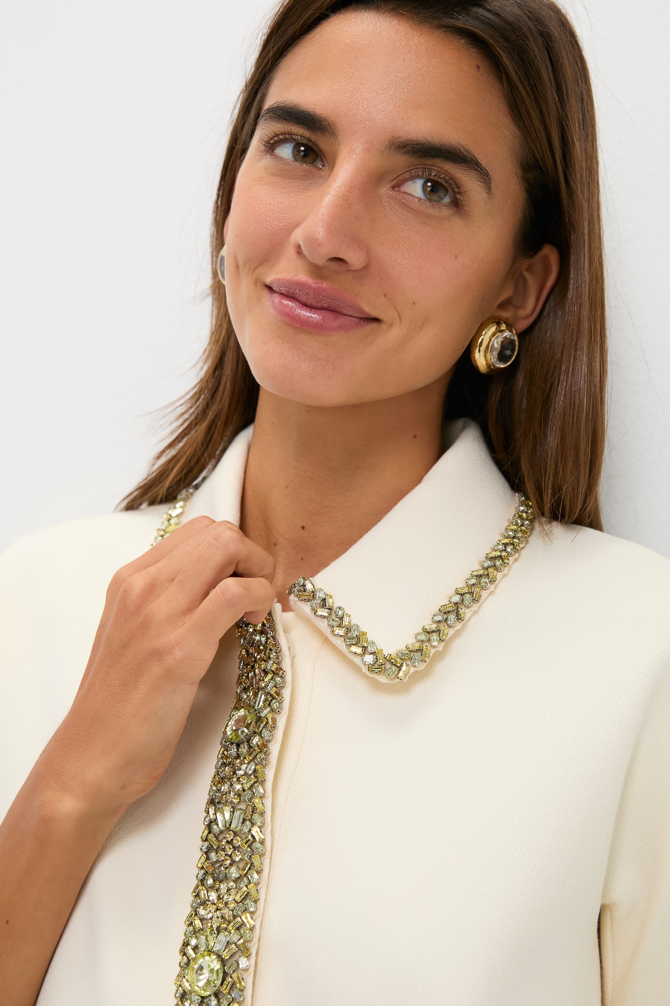 Winter White Embellished Nicola Dress-Beilave