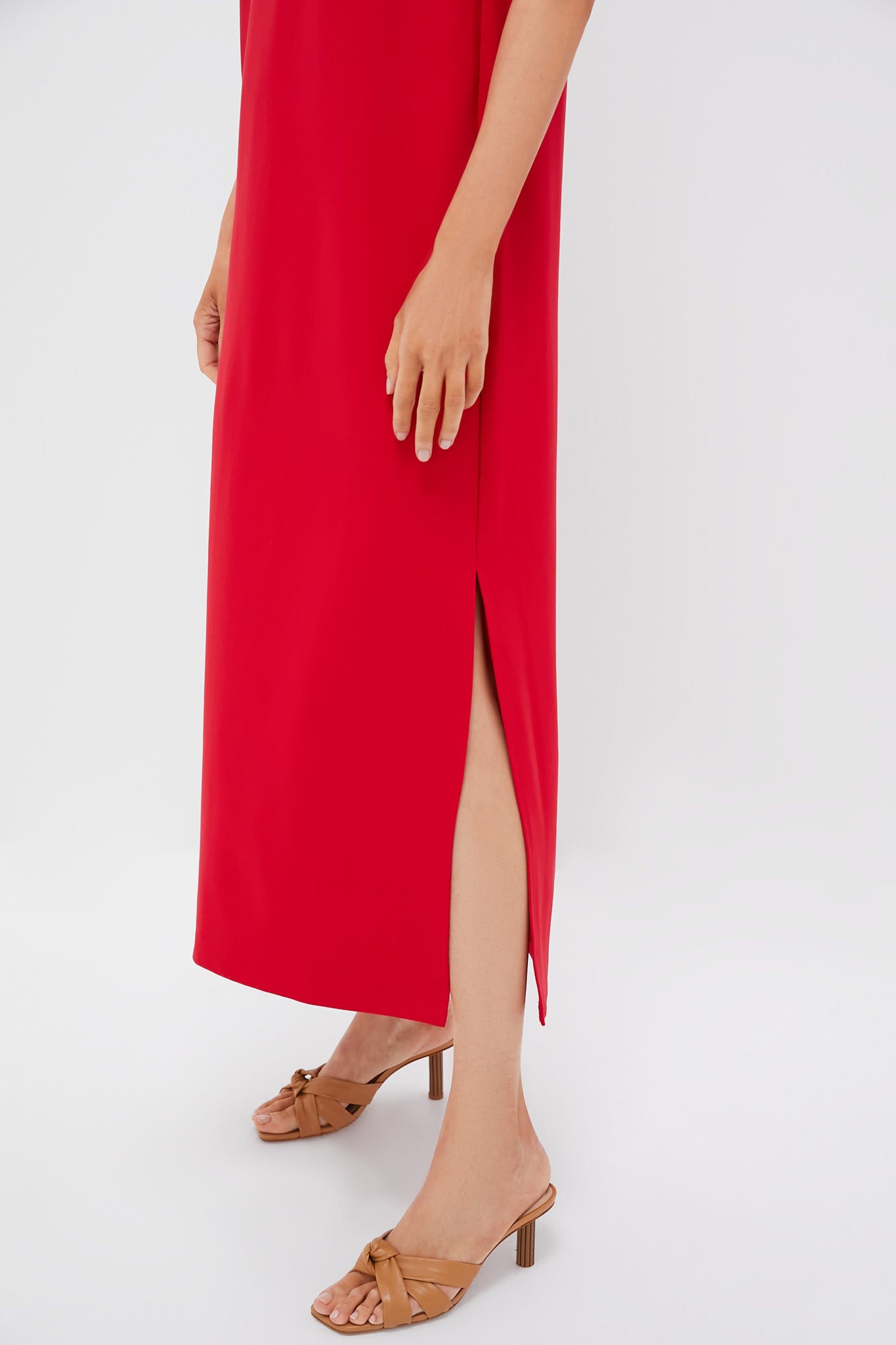 Red Flutter Sleeve Miko Dress-Beilave