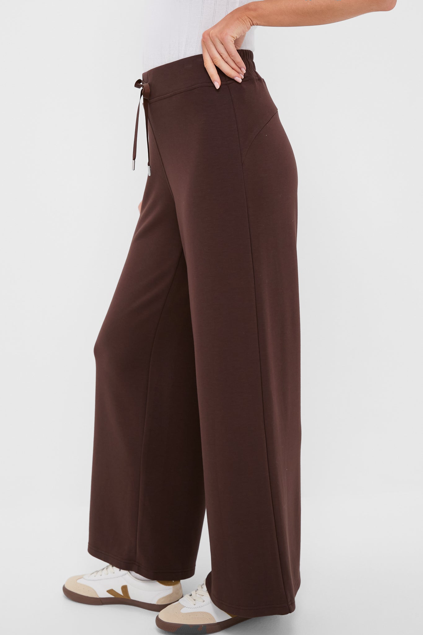 Chocolate Brown Wide Leg Comfort Stretch Finn Pants-Beilave