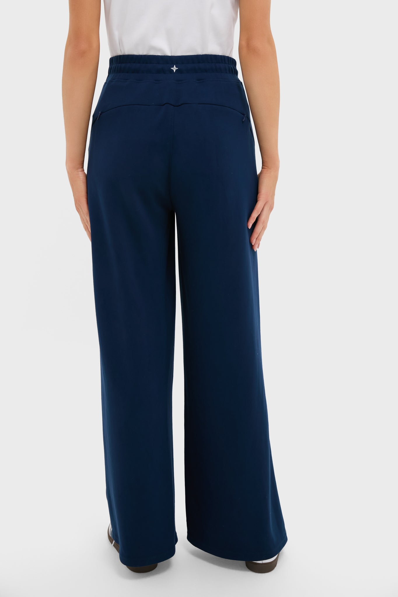 Navy Wide Leg Comfort Stretch Finn Pants-Beilave