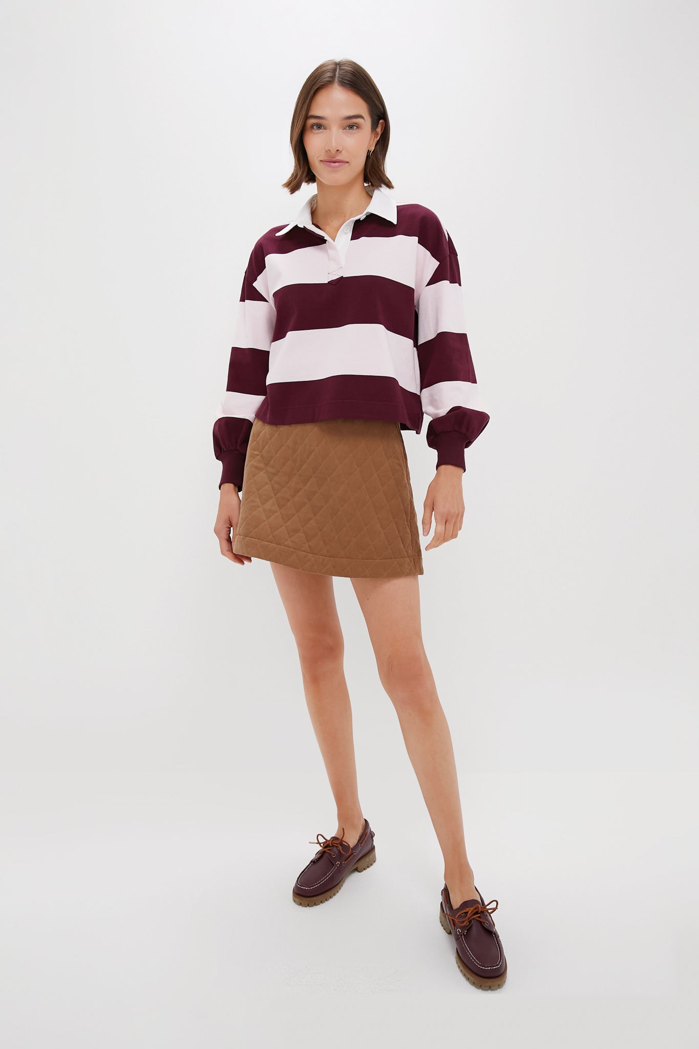 Brown Quilted Corduroy Marlene Mini Skirt-Beilave