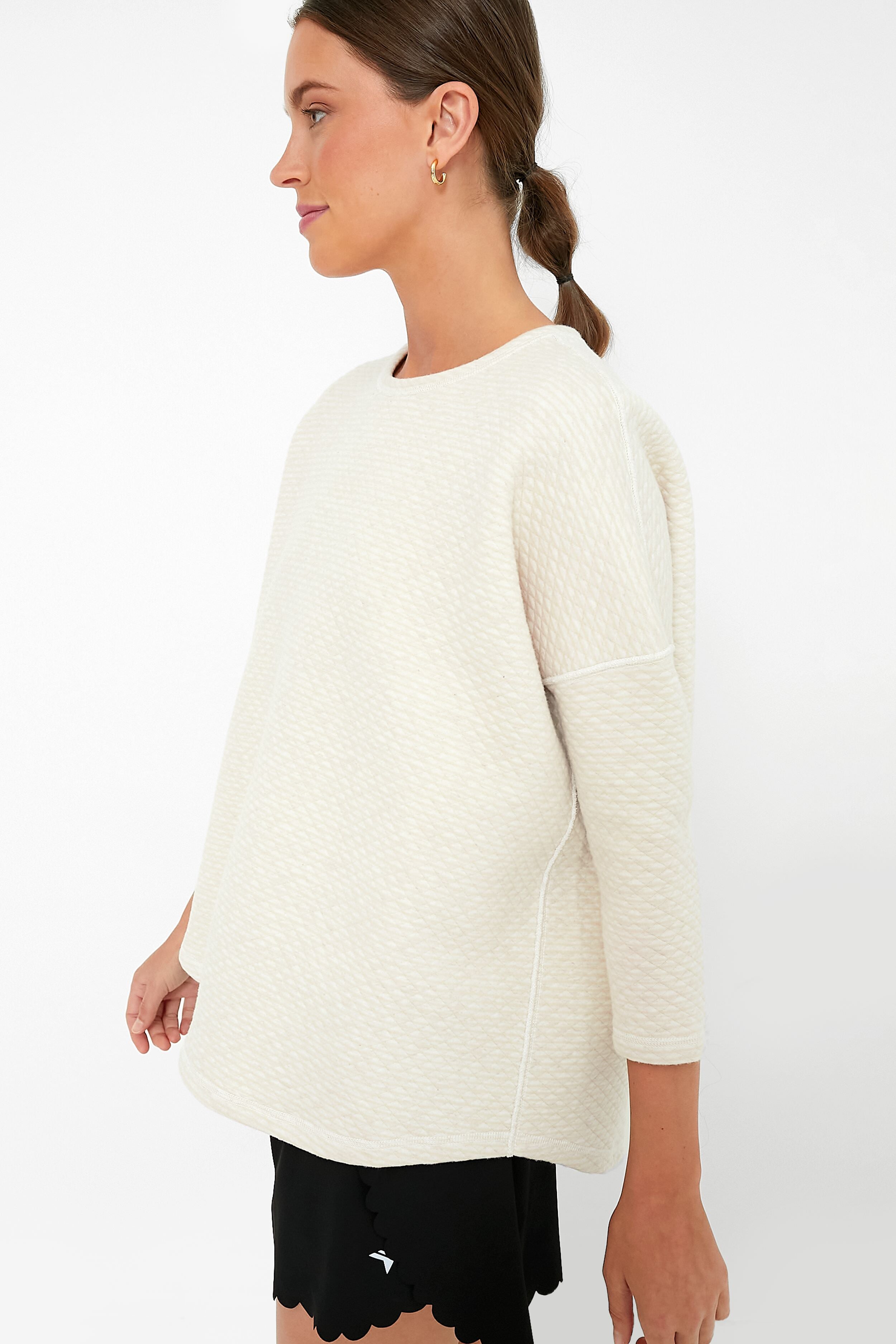 Reversible Heathered Ivory Ally Swing Sweatshirt-Beilave