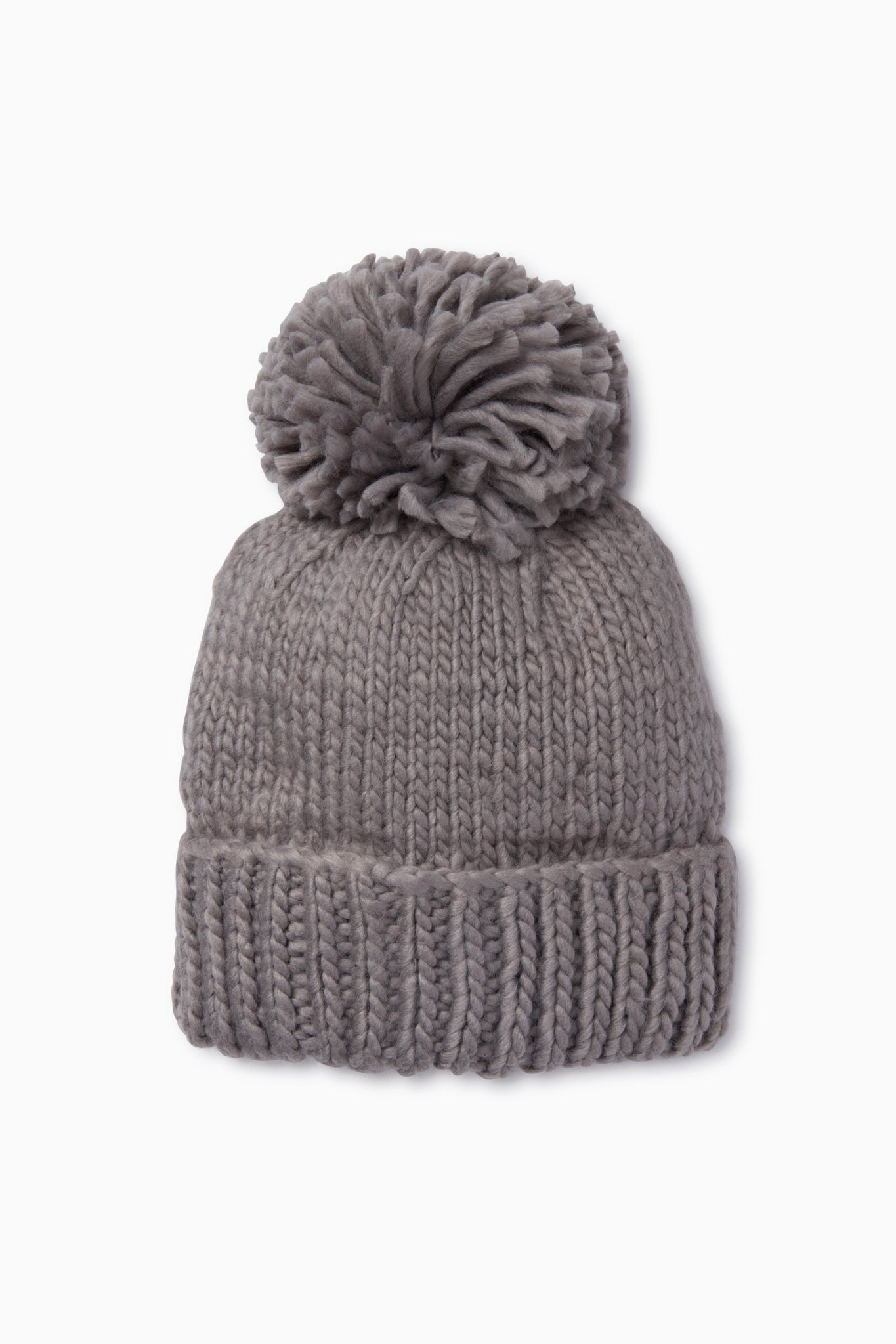 Grey Hand Knitted Basic Pom Hat-Beilave