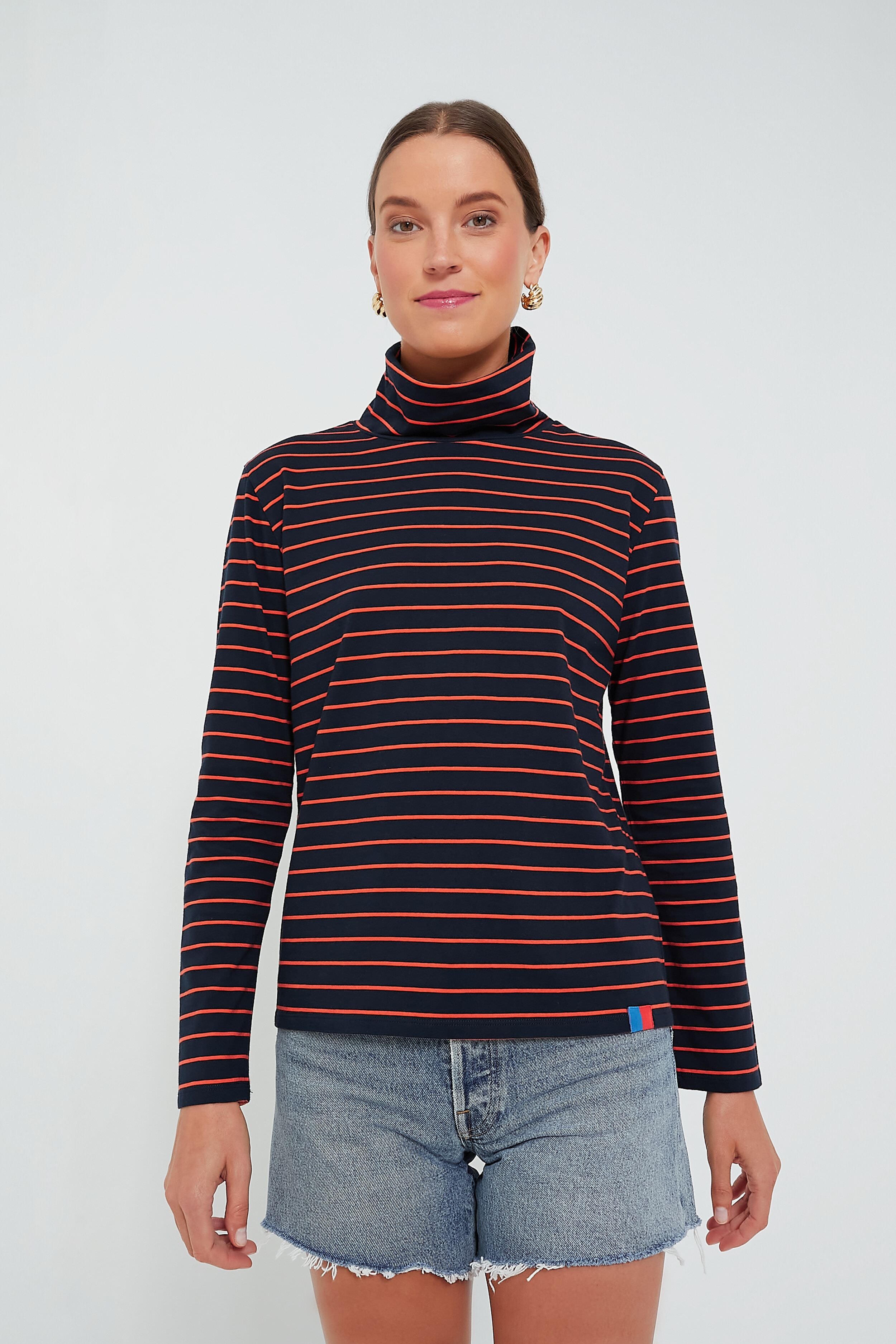 The Navy and Poppy Striped Turtleneck-Beilave