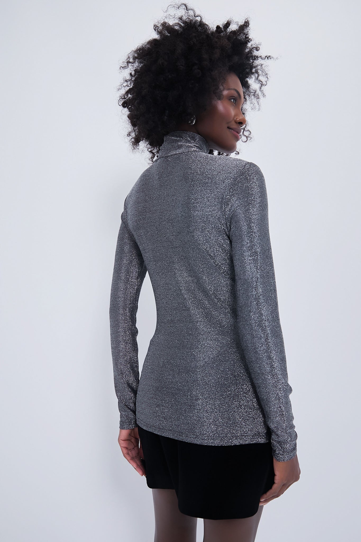 Silver Metallic Ellory Turtleneck-Beilave