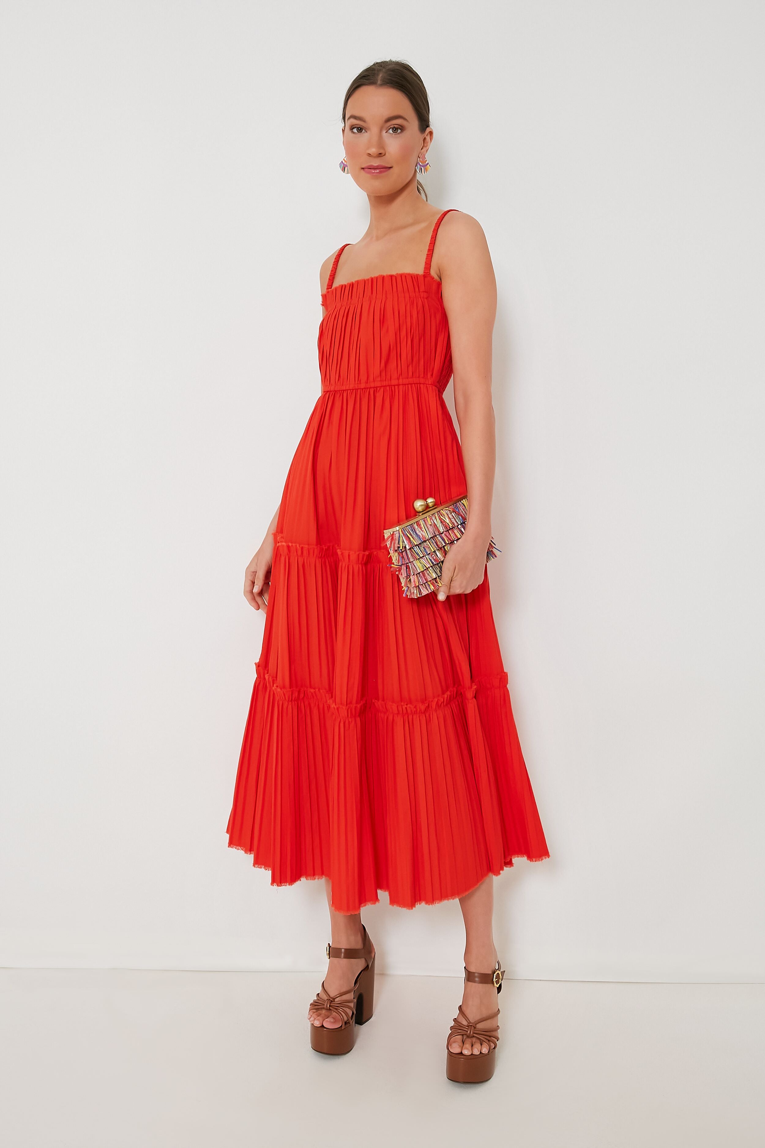 Poppy Greir Pleating Slip Dress-Beilave