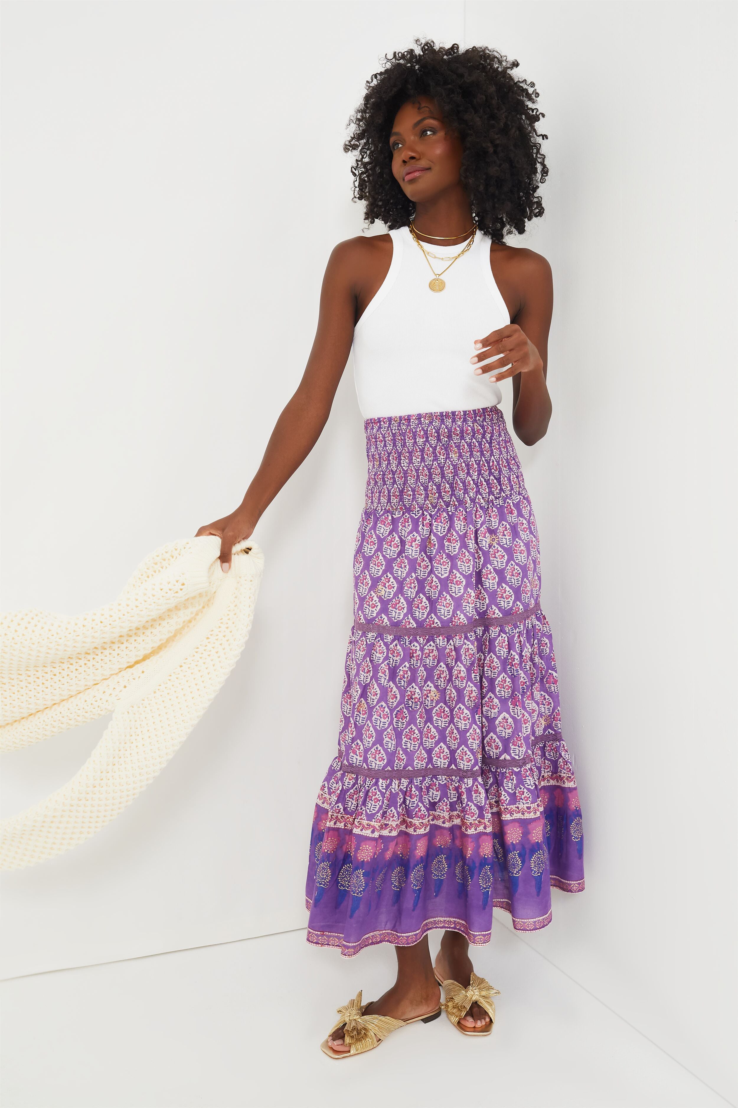 Purple Print Mandy Maxi Skirt-Beilave