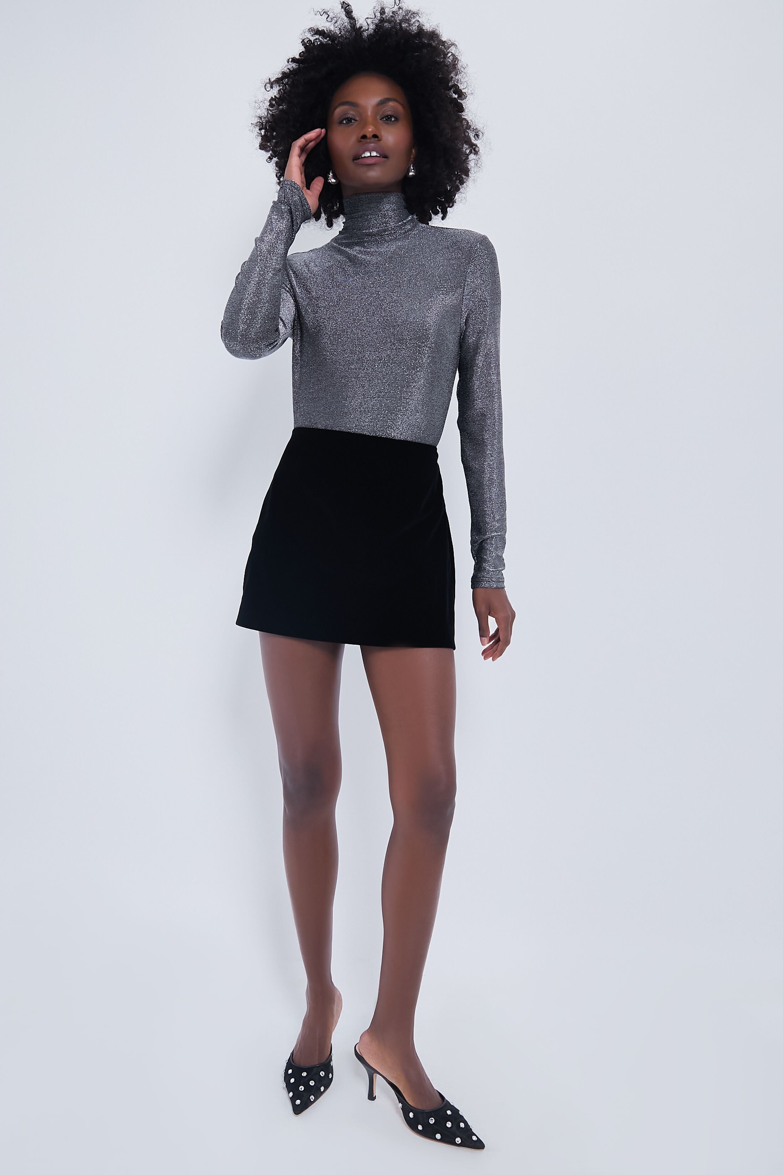 Silver Metallic Ellory Turtleneck-Beilave