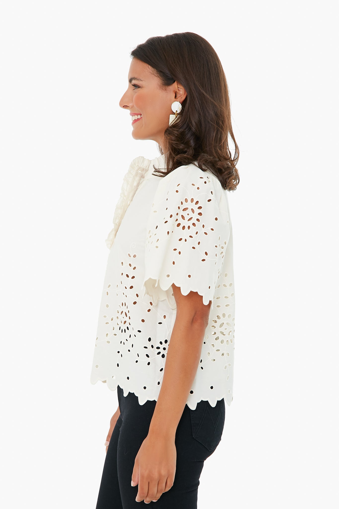 Cream Fiona Short Sleeve Top-Beilave