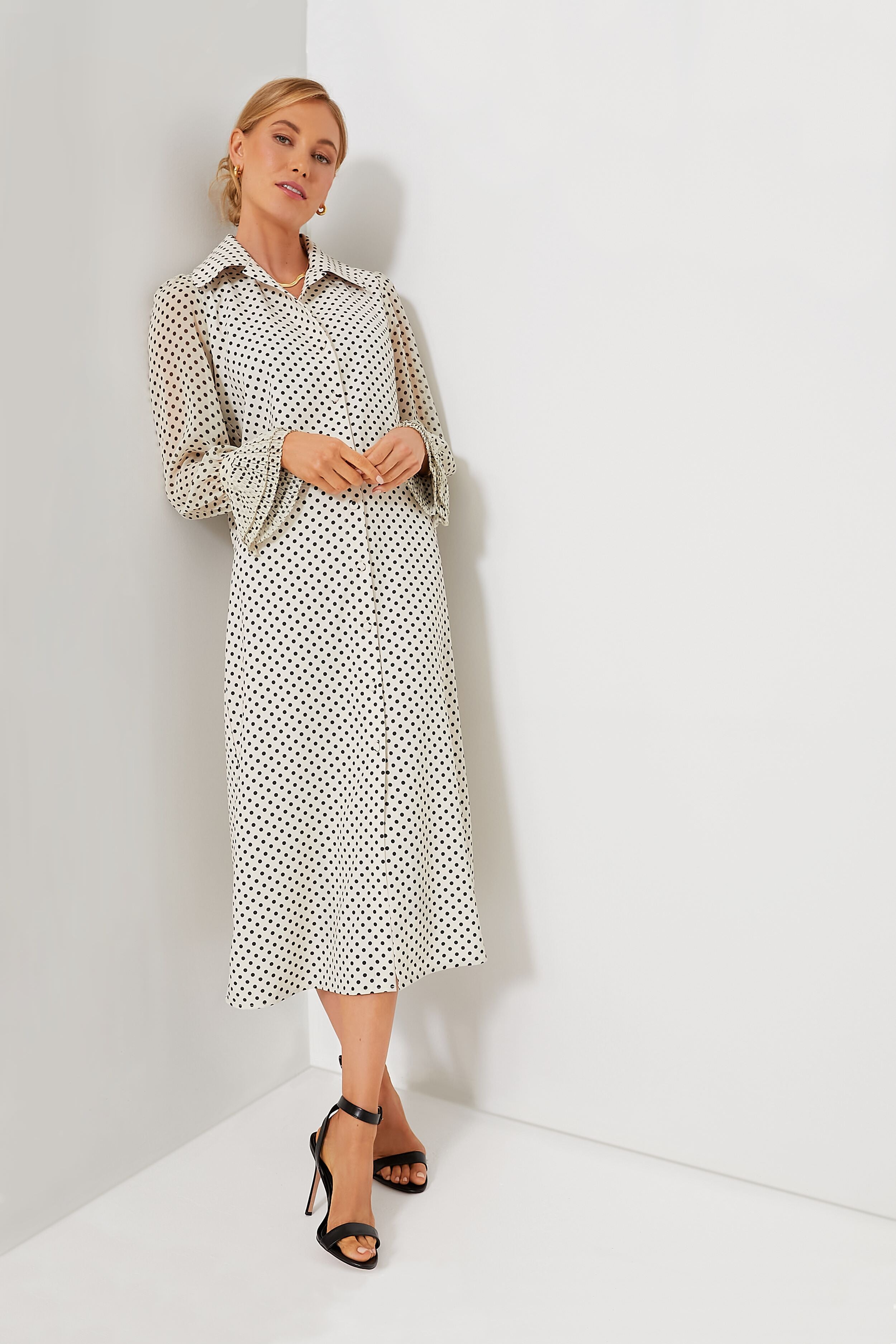 White Polka Dot Livia Dress-Beilave