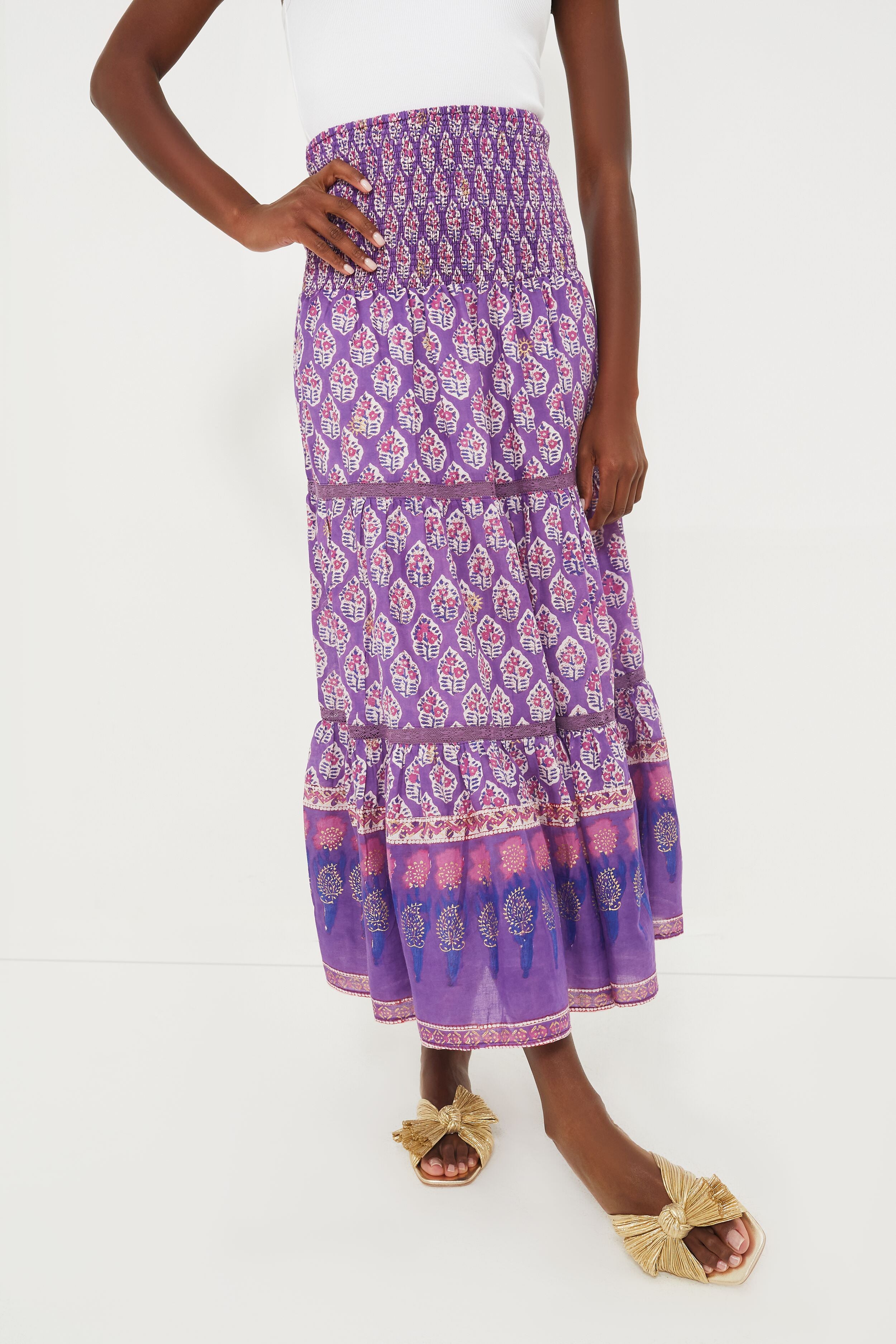 Purple Print Mandy Maxi Skirt-Beilave