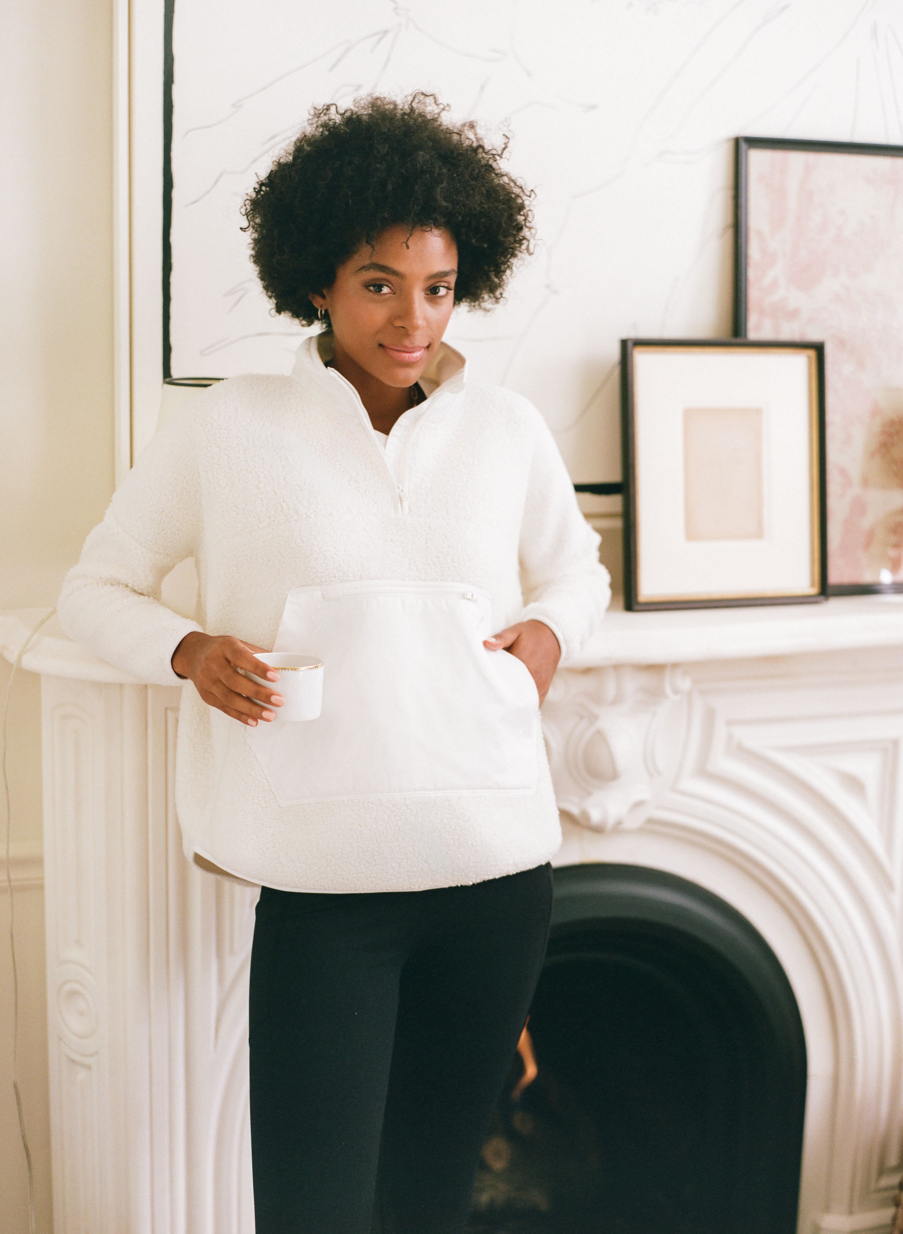 White Fleece Cady Quarter Zip-Beilave