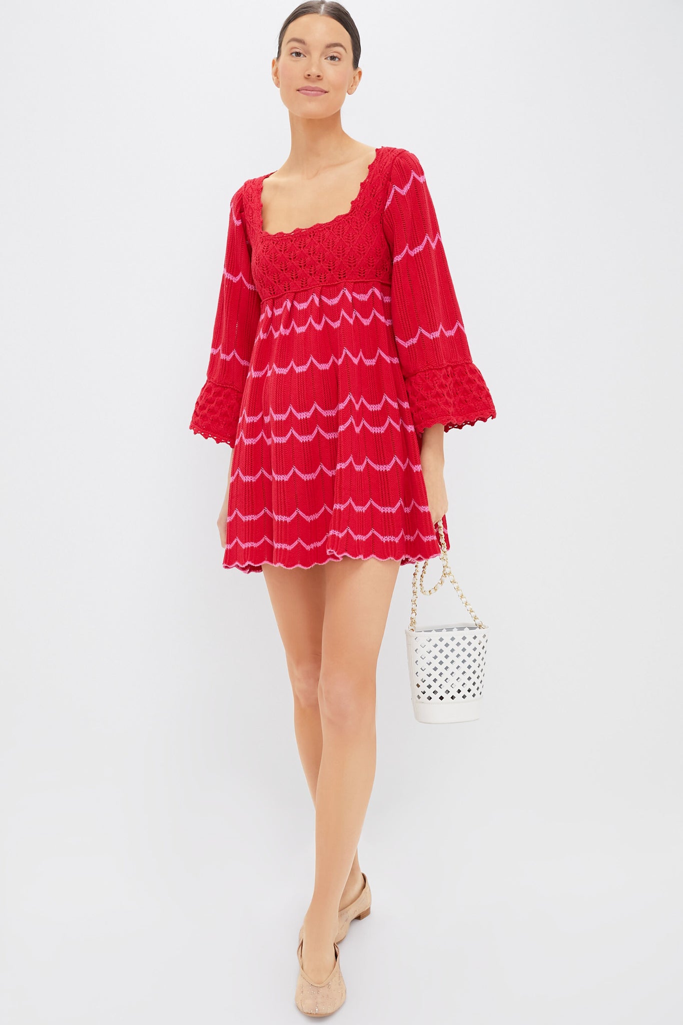 Red Crochet Trim Devon Dress-Beilave