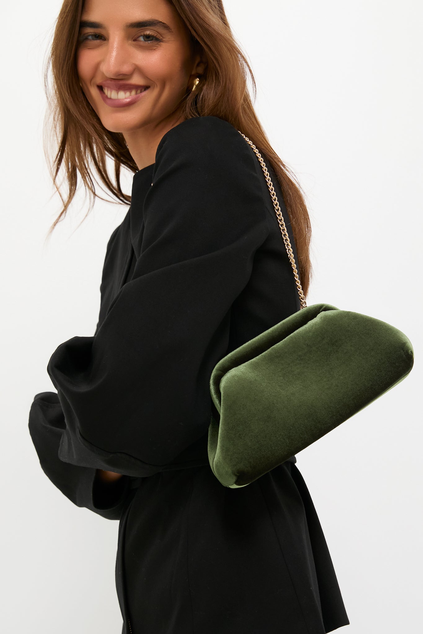 Green Velvet Clutch-Beilave