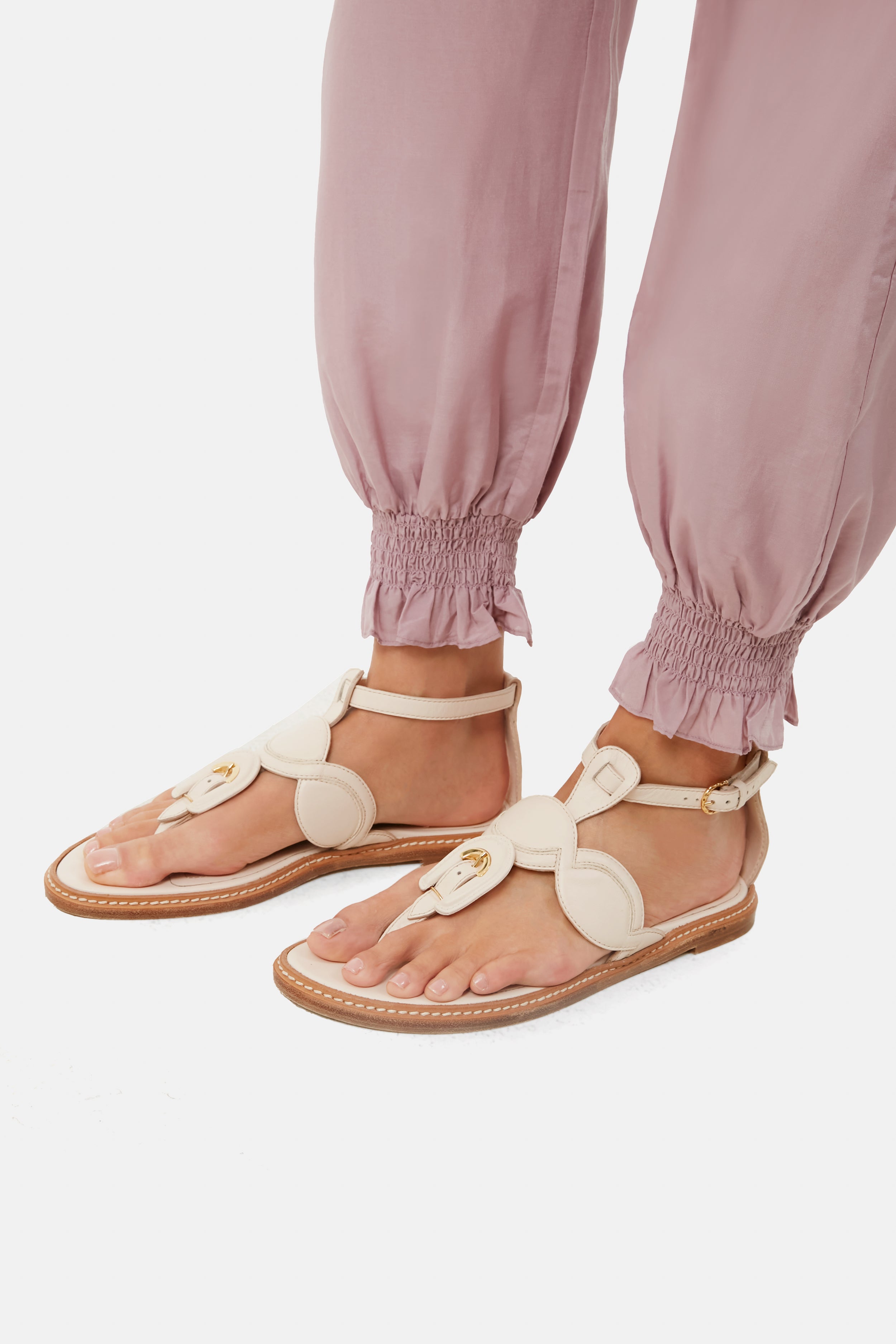 Pearled Ivory Arabella Braided Leather Sandal-Beilave