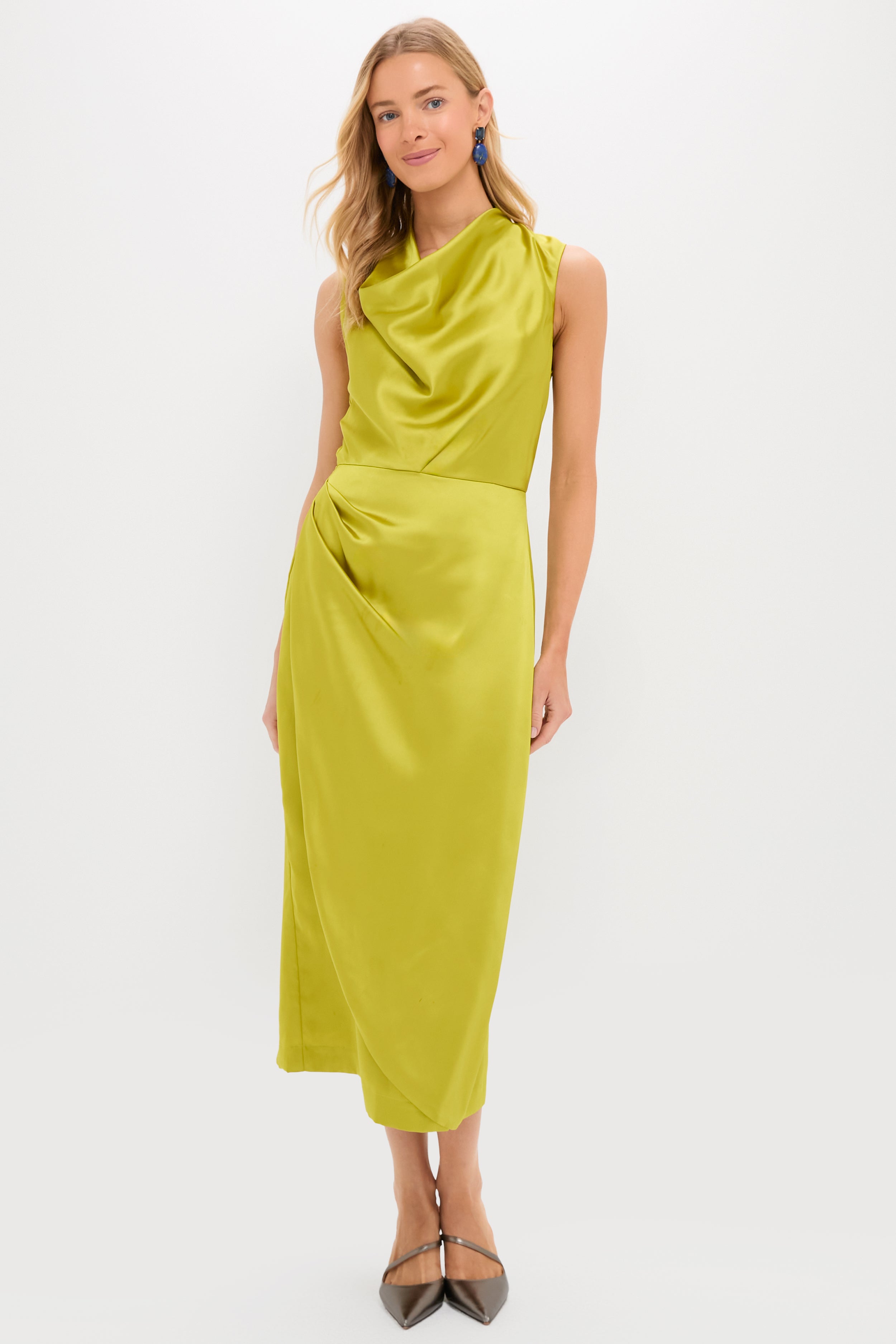Chartreuse Satin Sinclair Dress-Beilave