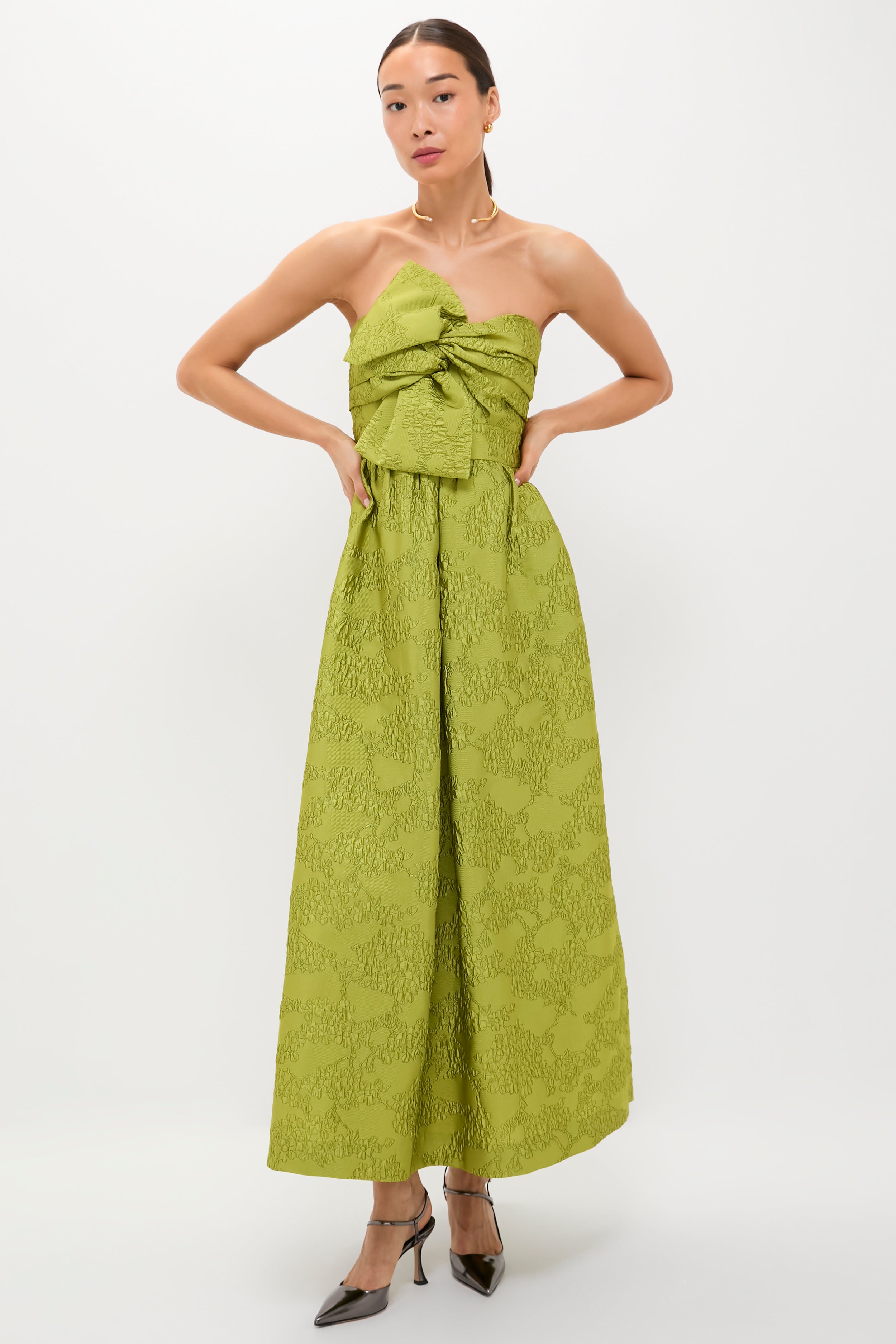 Brocade Metallic Strapless Kathleen Gown-Beilave