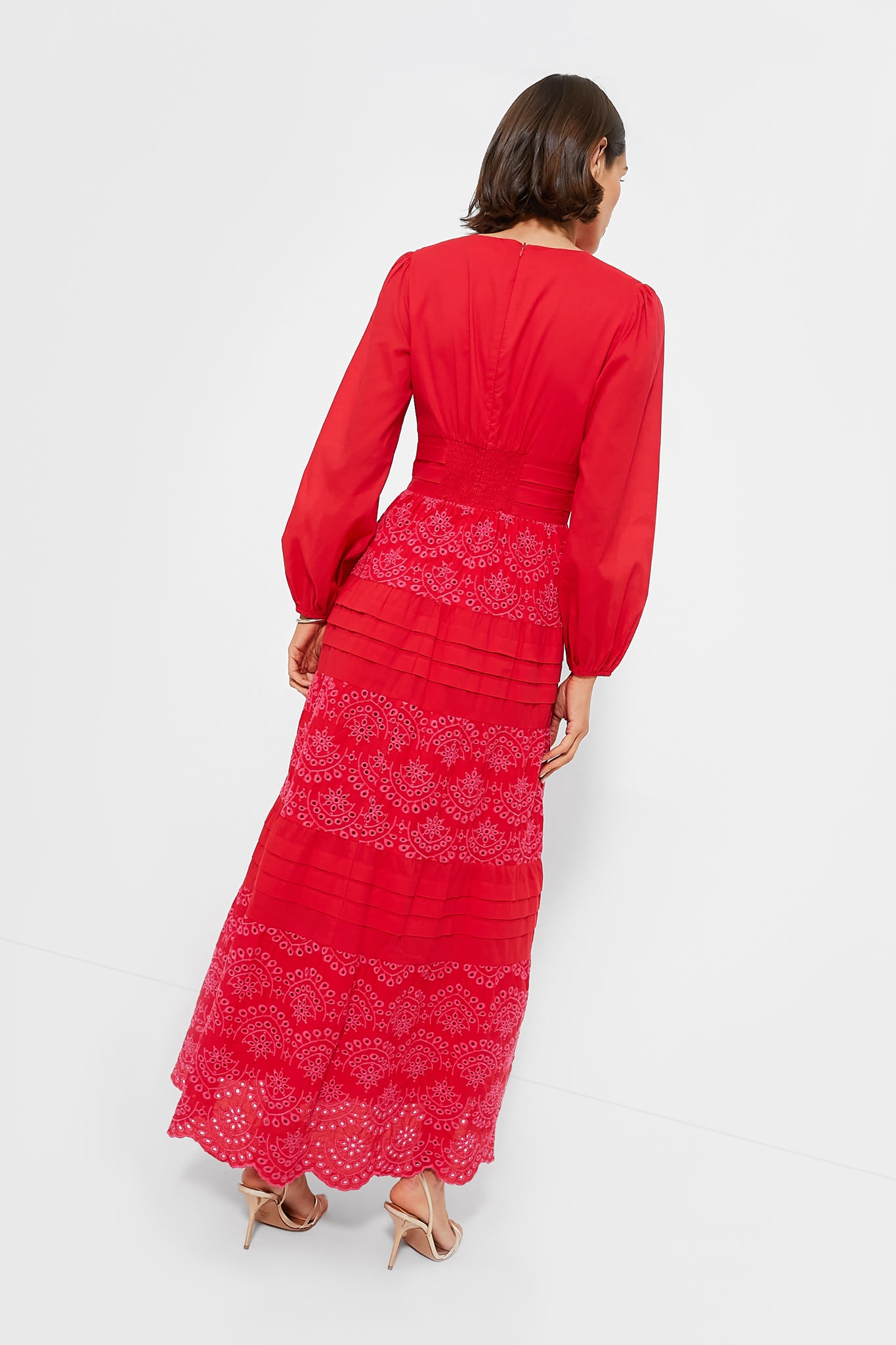 Red Eyelet Lola Maxi Dress-Beilave