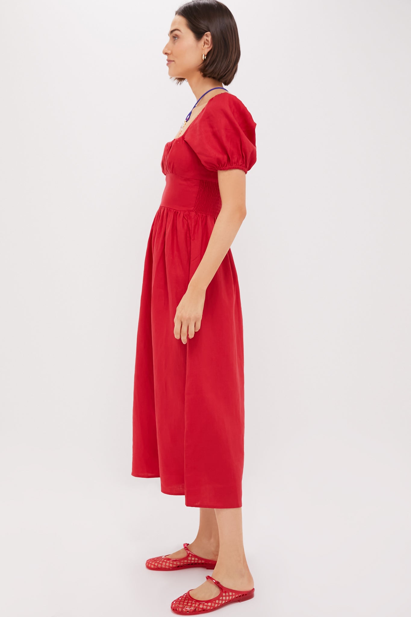 Red Dalia Midi Dress-Beilave