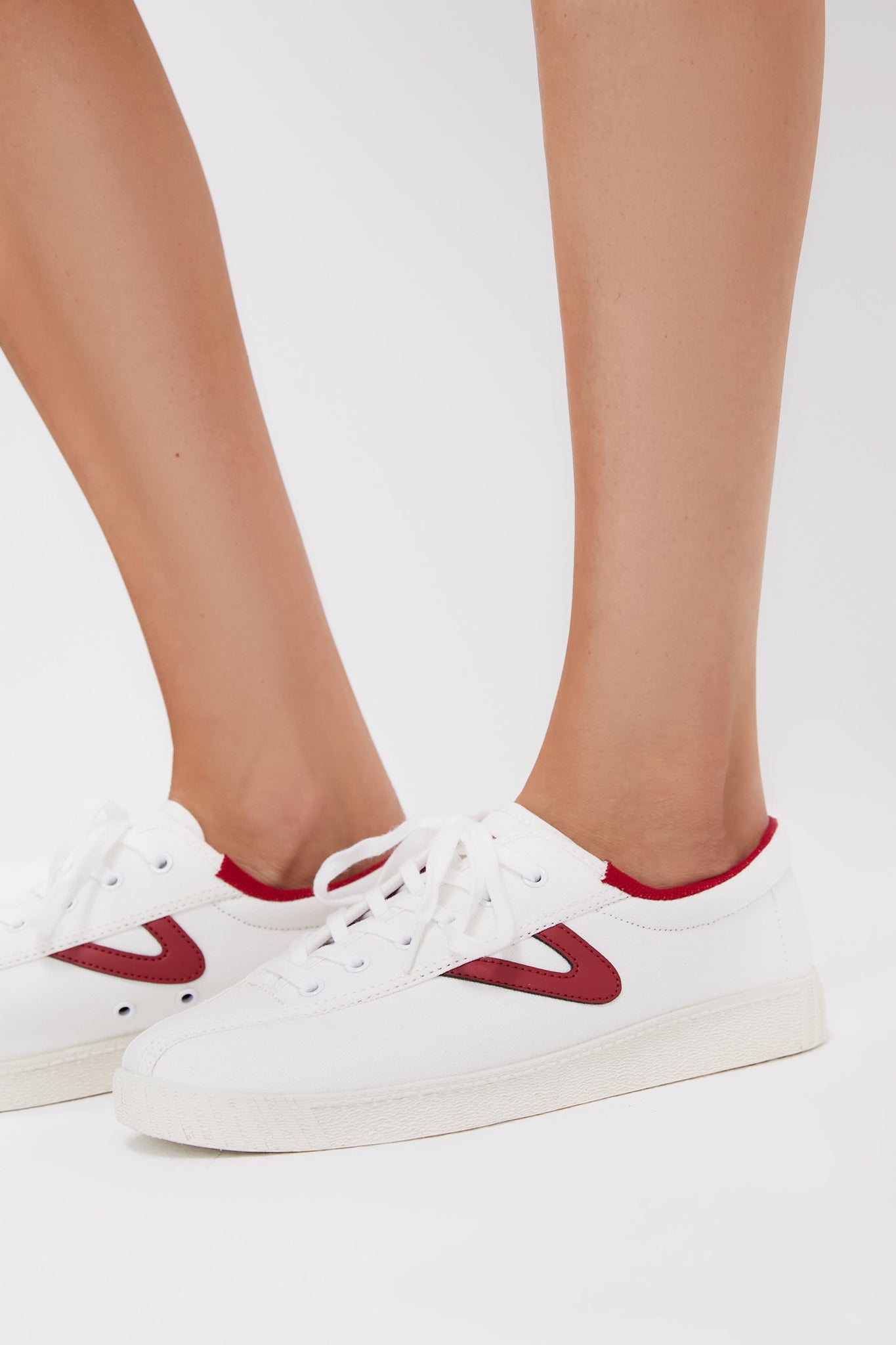 White and Red Nylite Lace Sneakers-Beilave