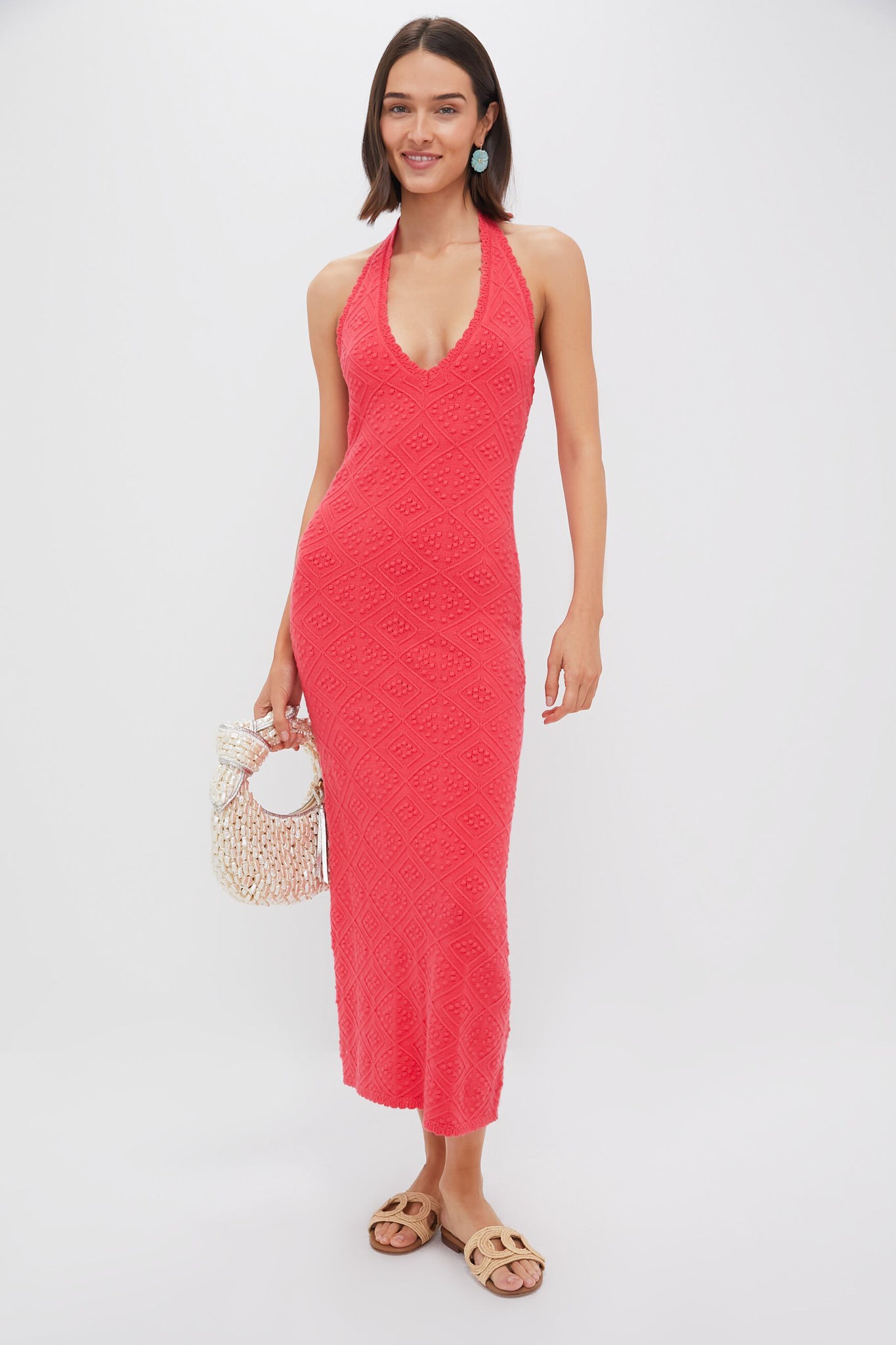 Watermelon Knit Hollis Halter Dress-Beilave