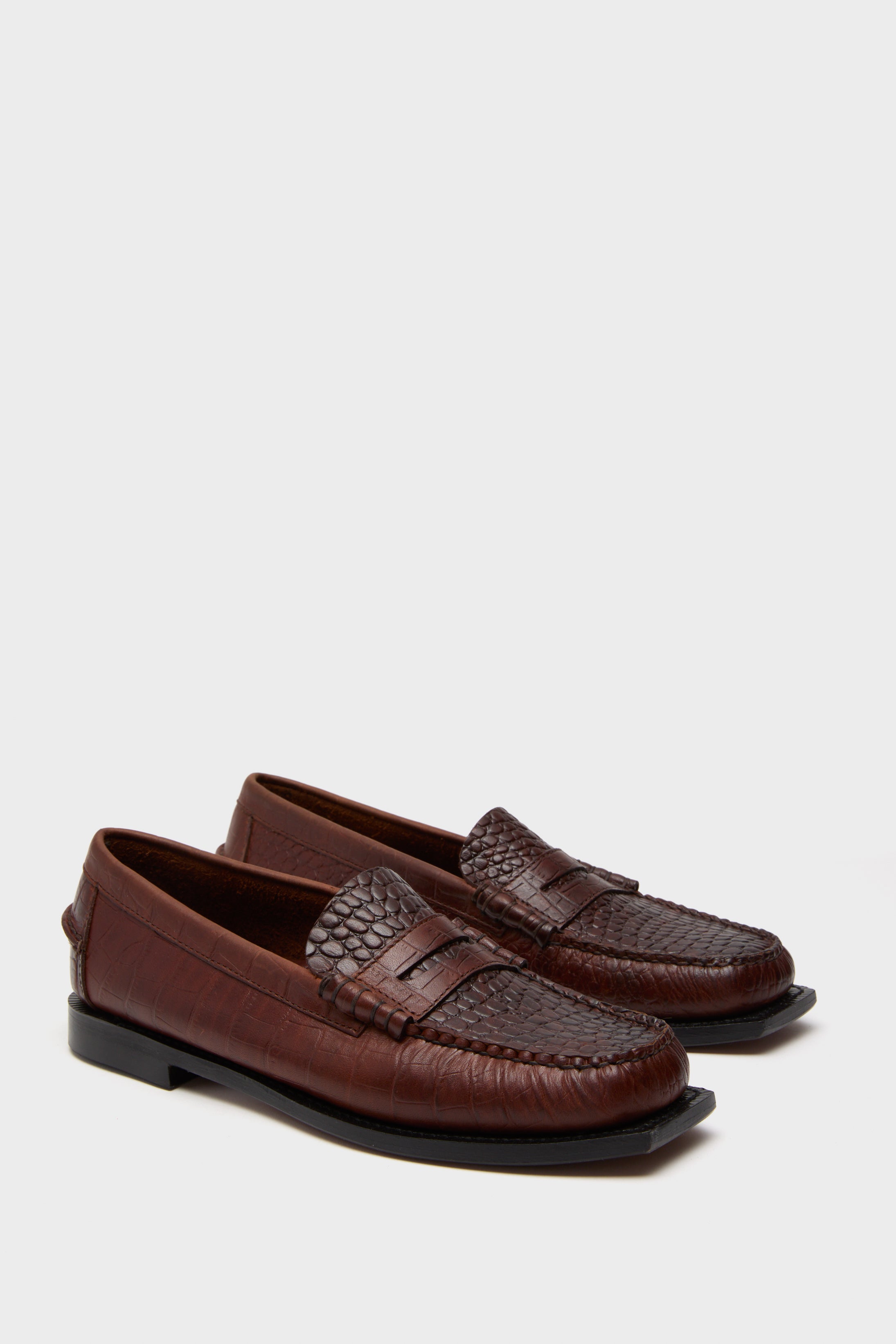 Brown Madison Crocodile Loafers-Beilave