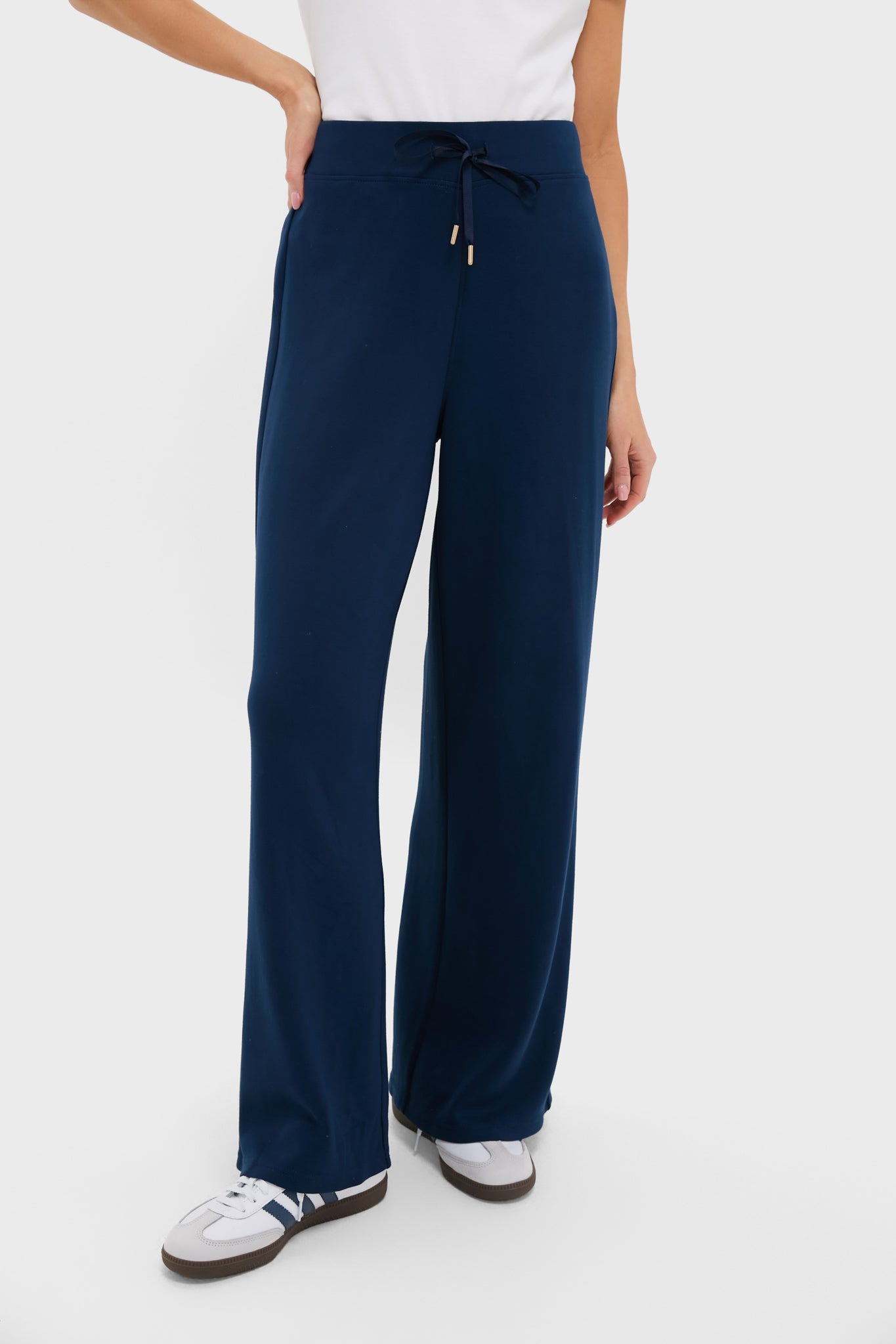 Navy Wide Leg Comfort Stretch Finn Pants-Beilave