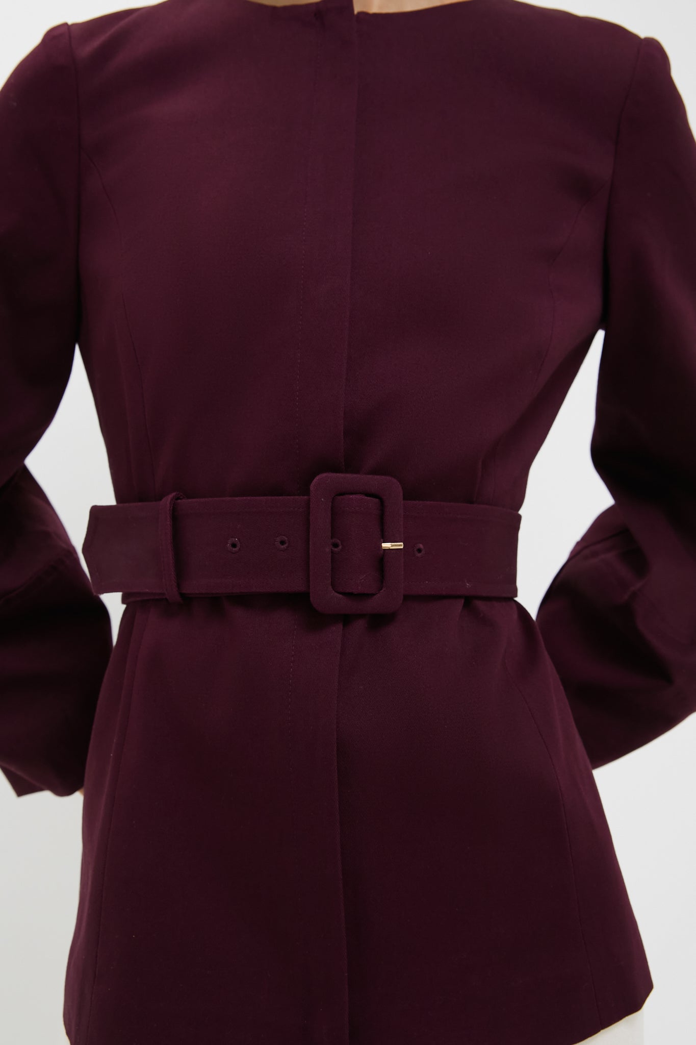 Oxblood Long Sleeve Structured Rhoda Tunic Top-Beilave