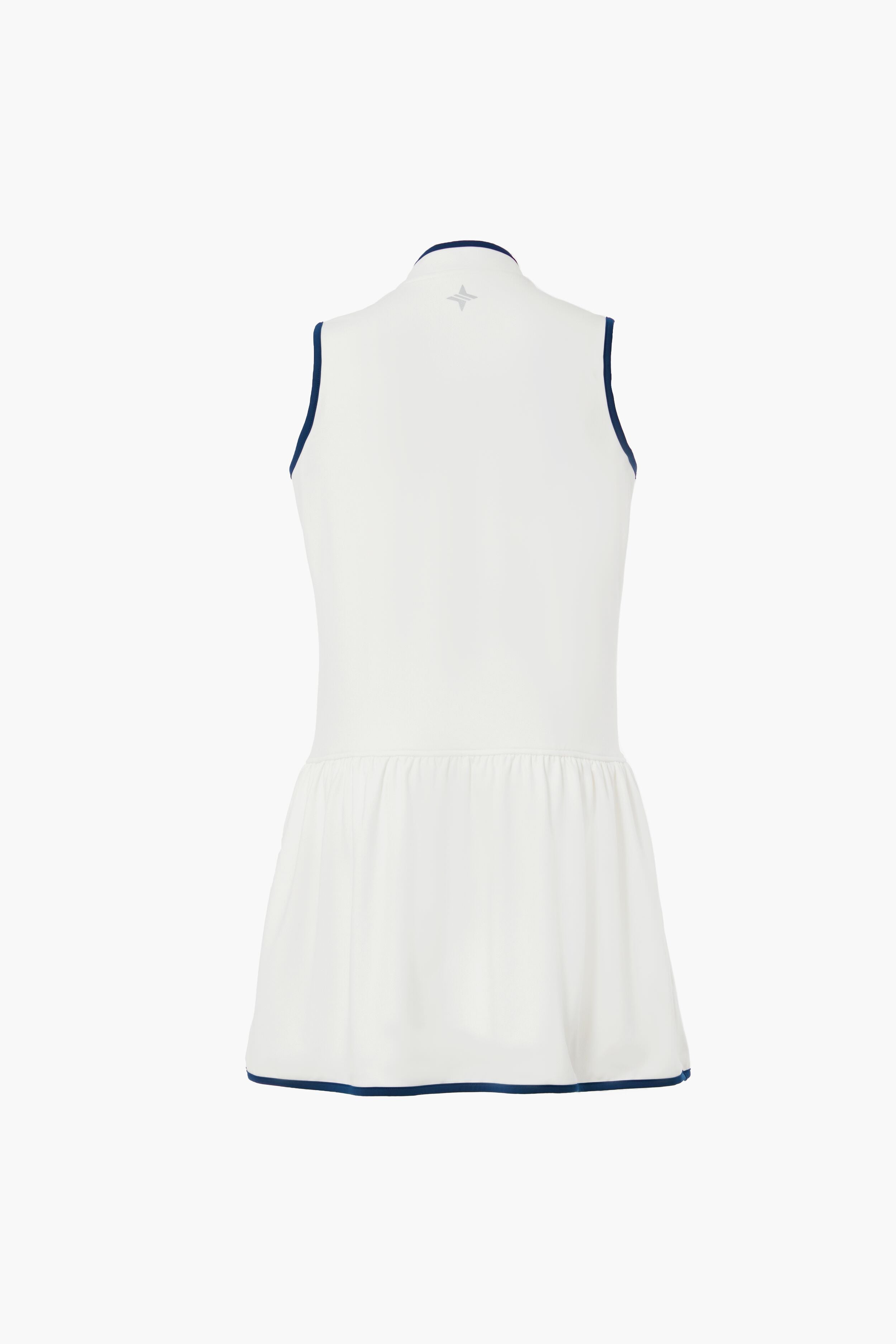 White and Navy Emma Tennis Dress-Beilave