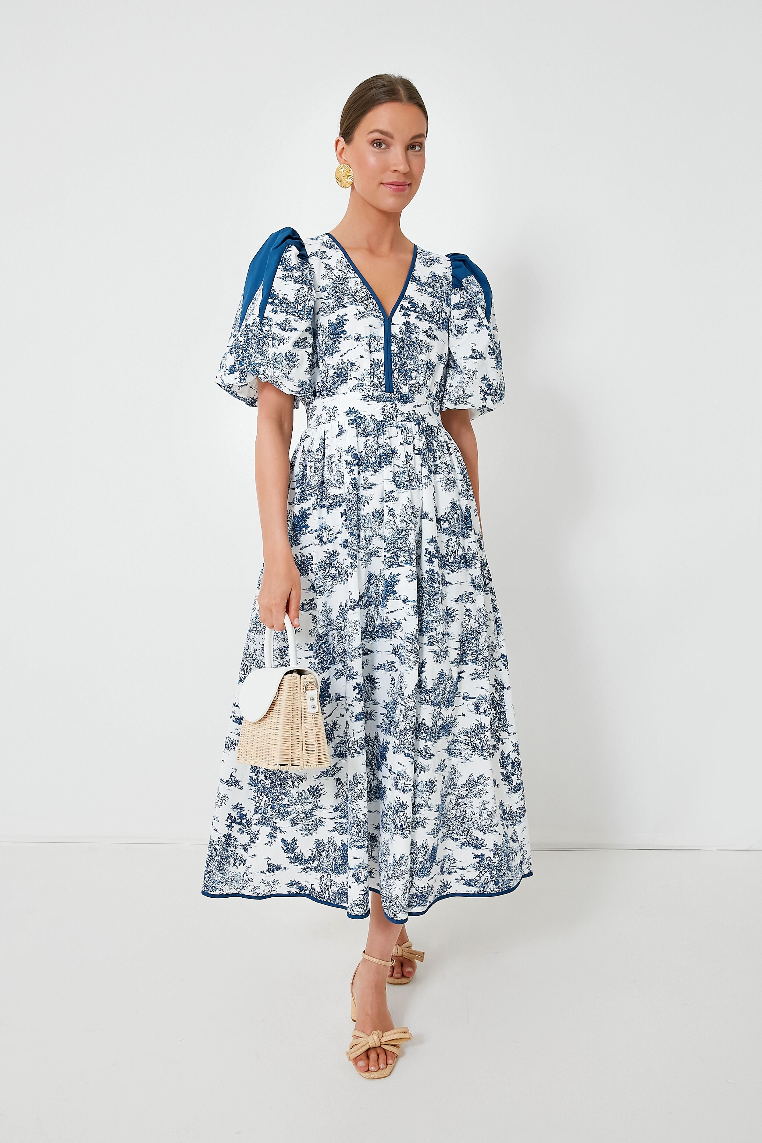 Blue Toile Reynolds Midi Dress-Beilave