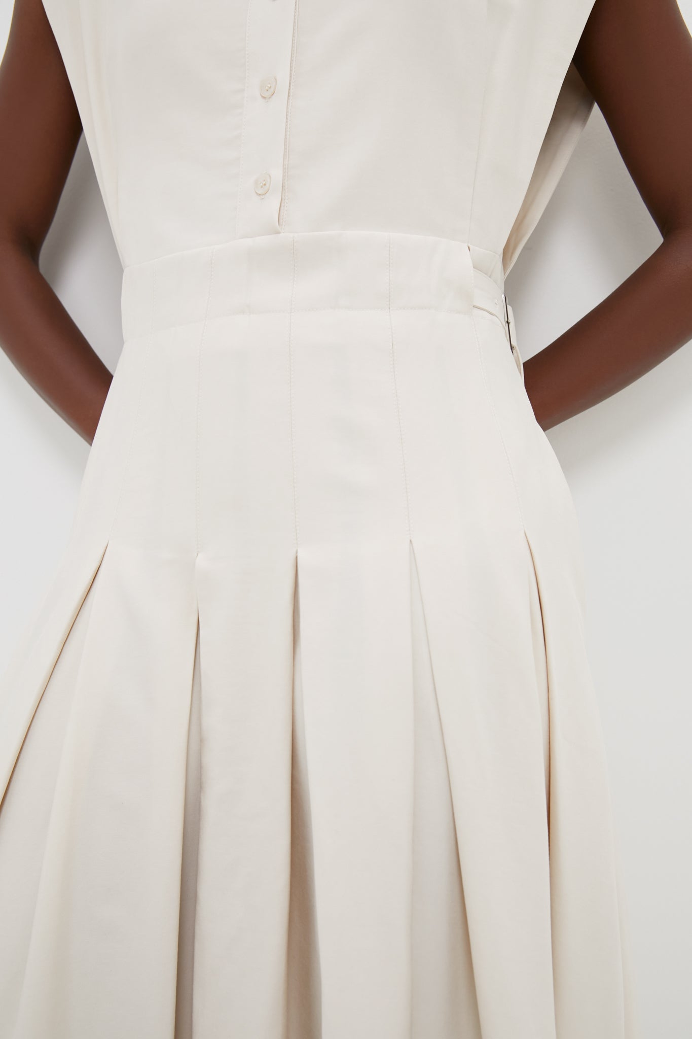 Ecru Quince Midi Shirt Dress-Beilave