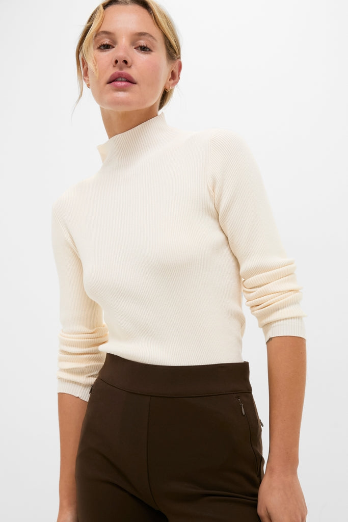 Cream Ribbed Holden Turtleneck-Beilave