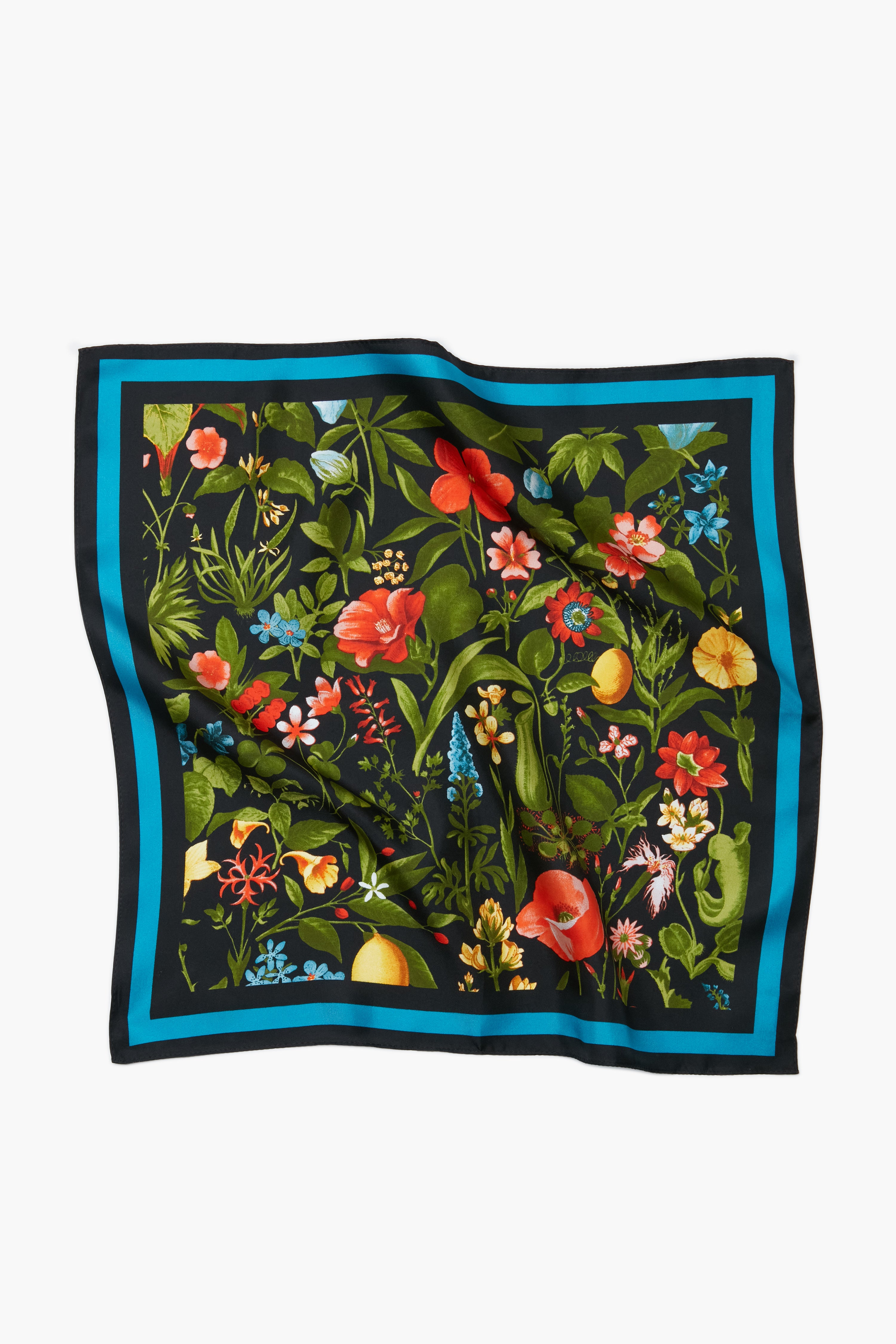 Noir Blooming Botanical Silk Scarf-Beilave