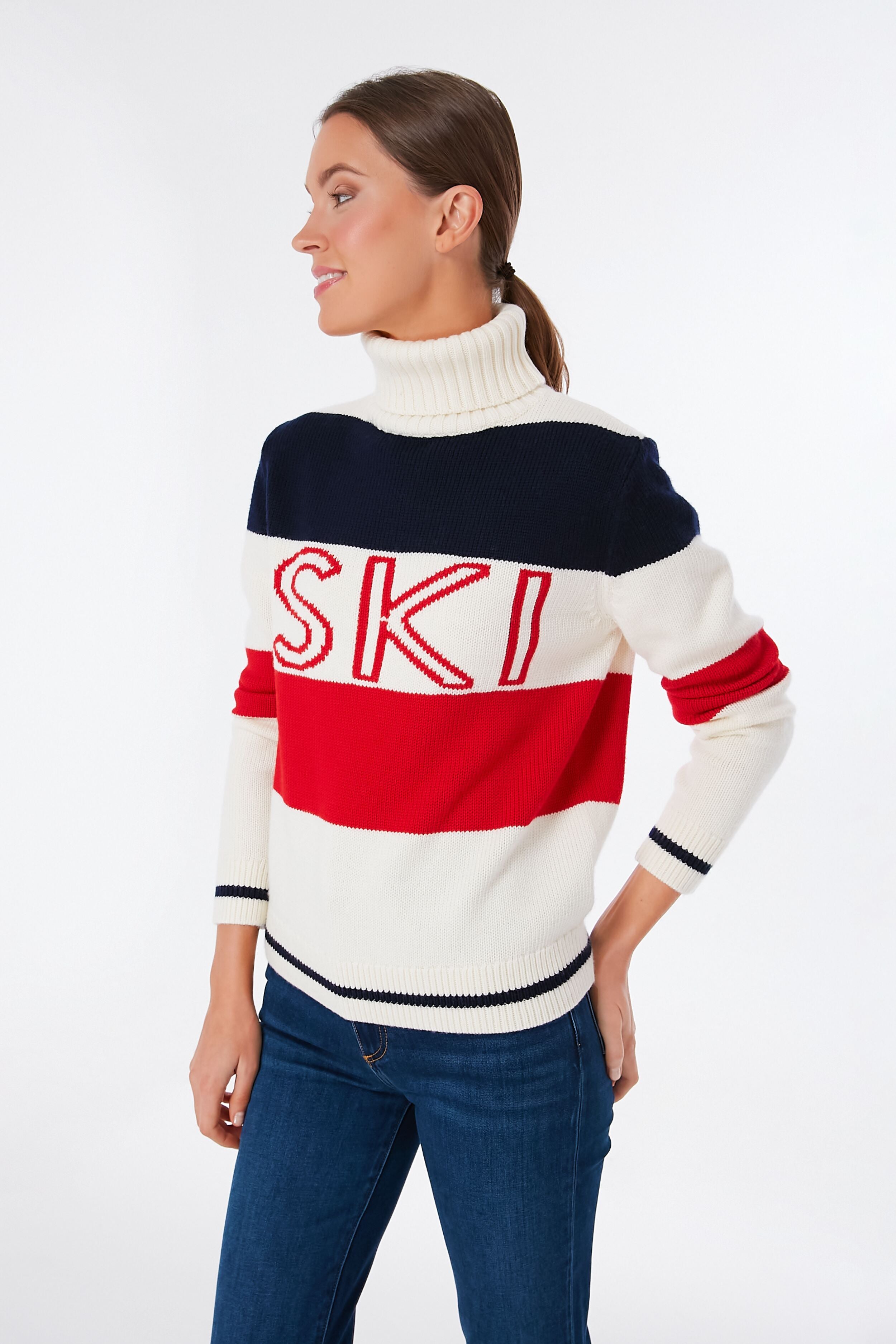 Red Snow White and Navy Frostine Sweater-Beilave