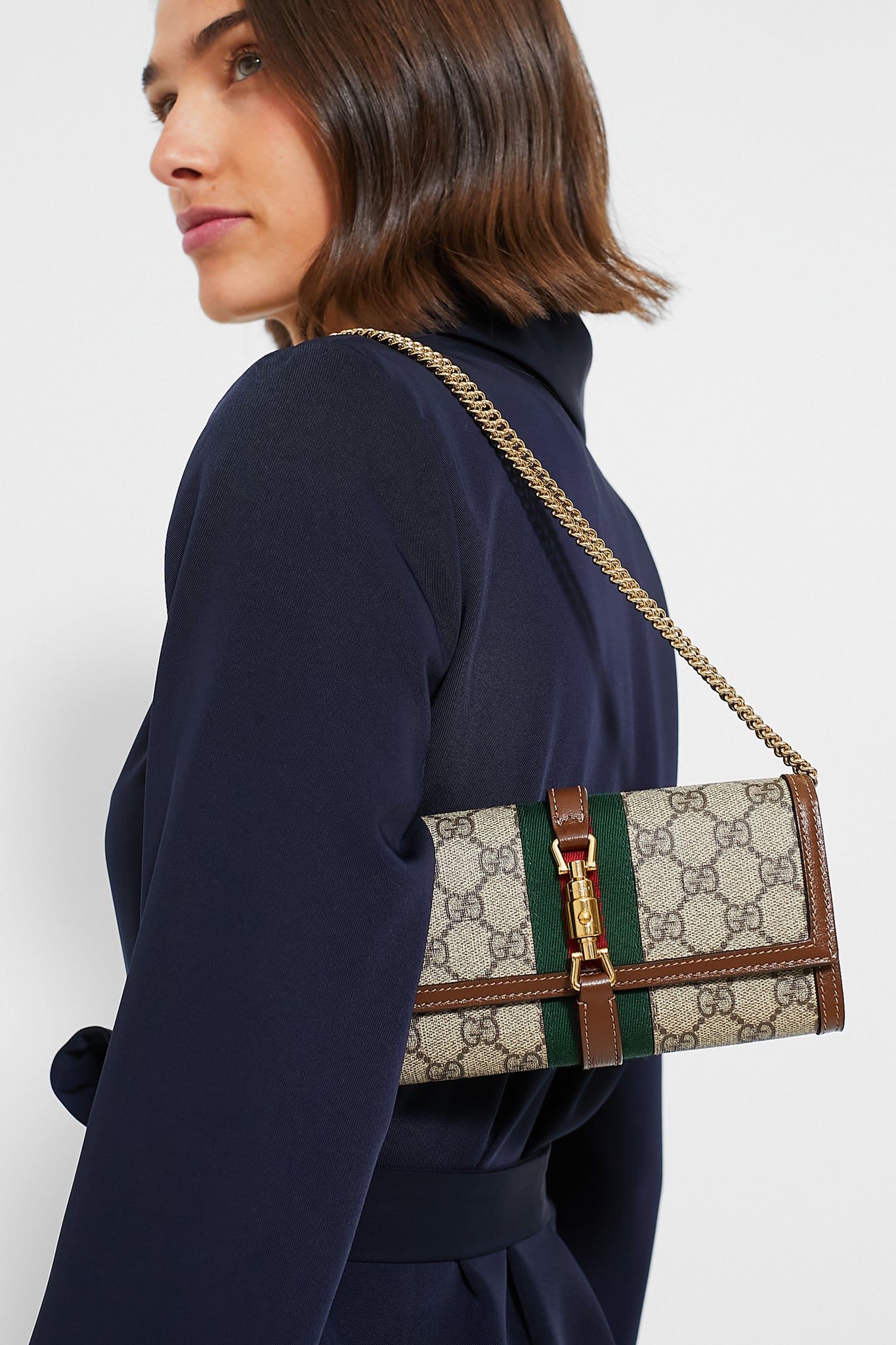 Gucci Beige GG Canvas Jacket 1961 Wallet On Chain-Beilave