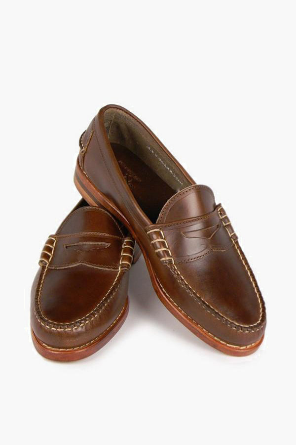 Carolina Brown Chromexcel Beefroll Penny Loafers-Beilave