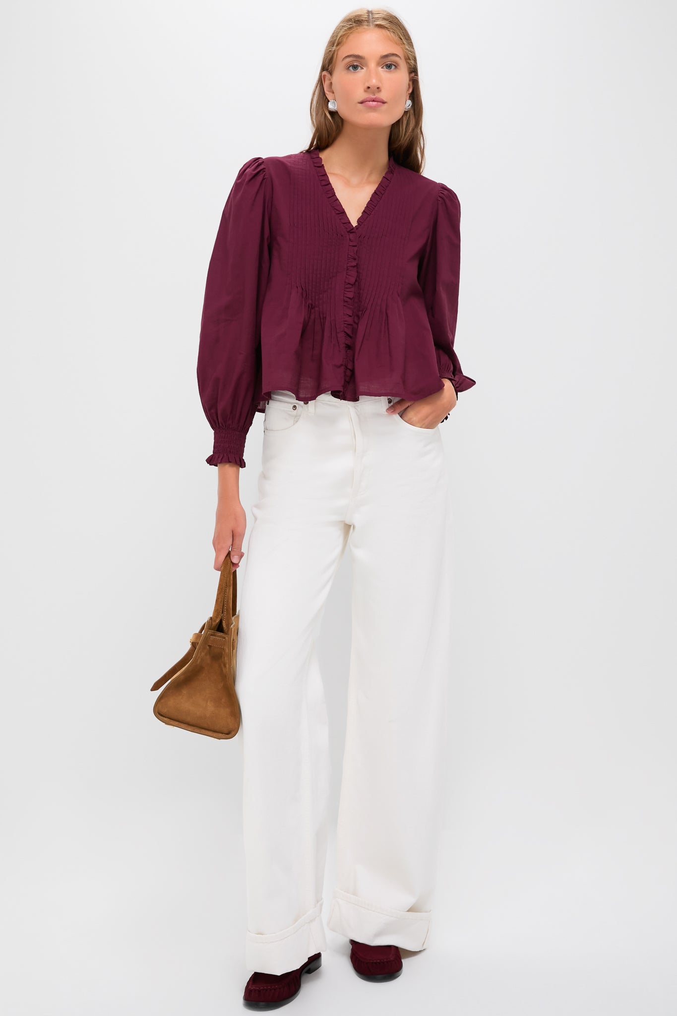 Exclusive Burgundy Anise Long Sleeve Top-Beilave