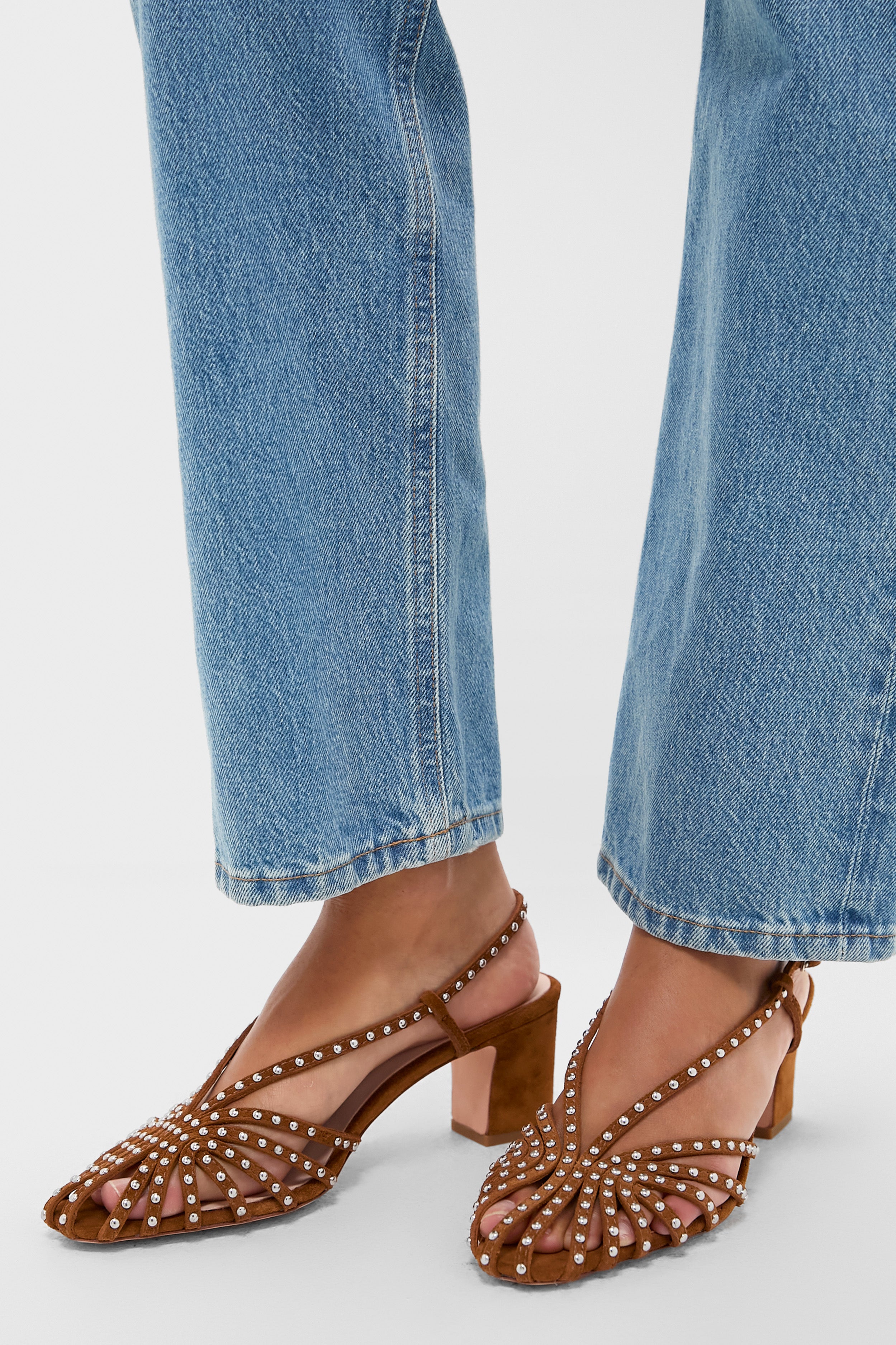 Cacao Suede Studded Priscilla Heels-Beilave